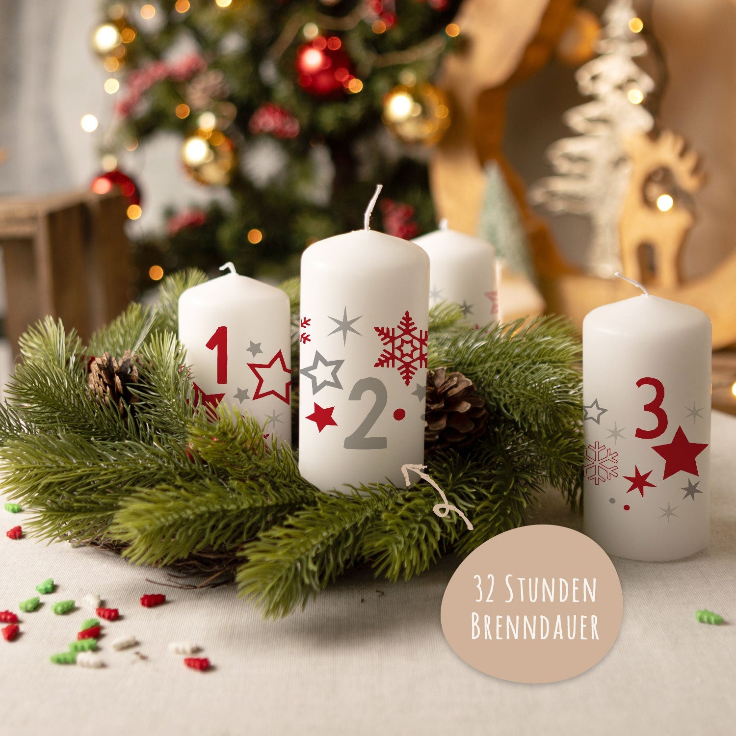Kleine Kerzen "Advent Sterne" - Adventskerzen im 4er Set
