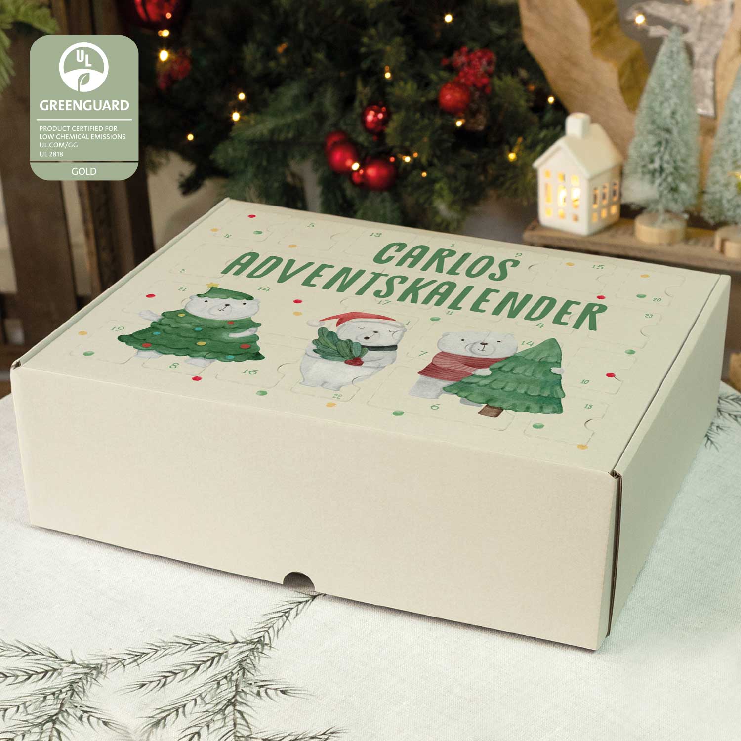 Personalisierter DIY Adventskalender mit Eisbären Design zum selbst Befüllen