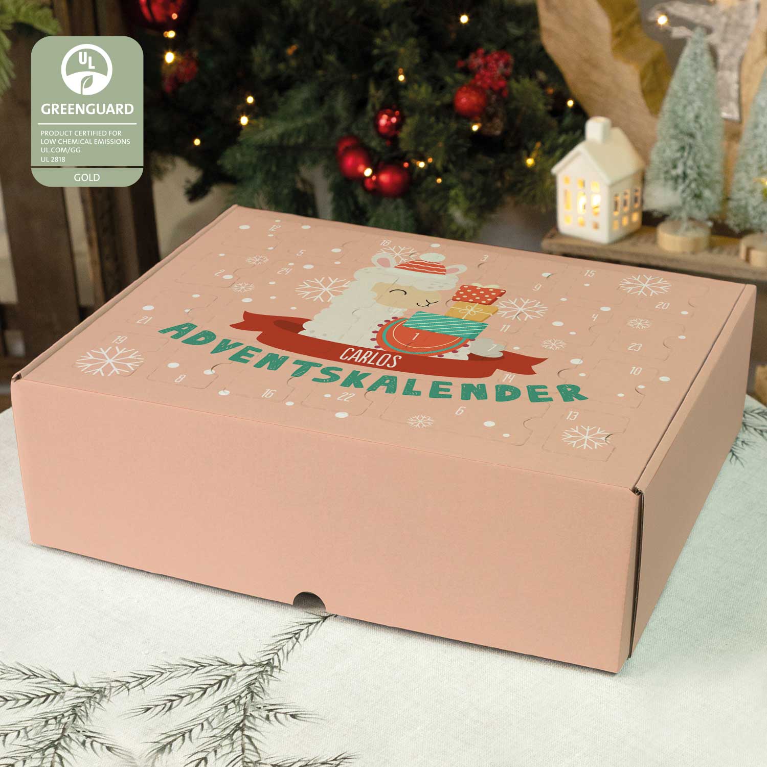 Personalisierter DIY Adventskalender mit Weihnachtstiere Design zum selbst Befüllen
