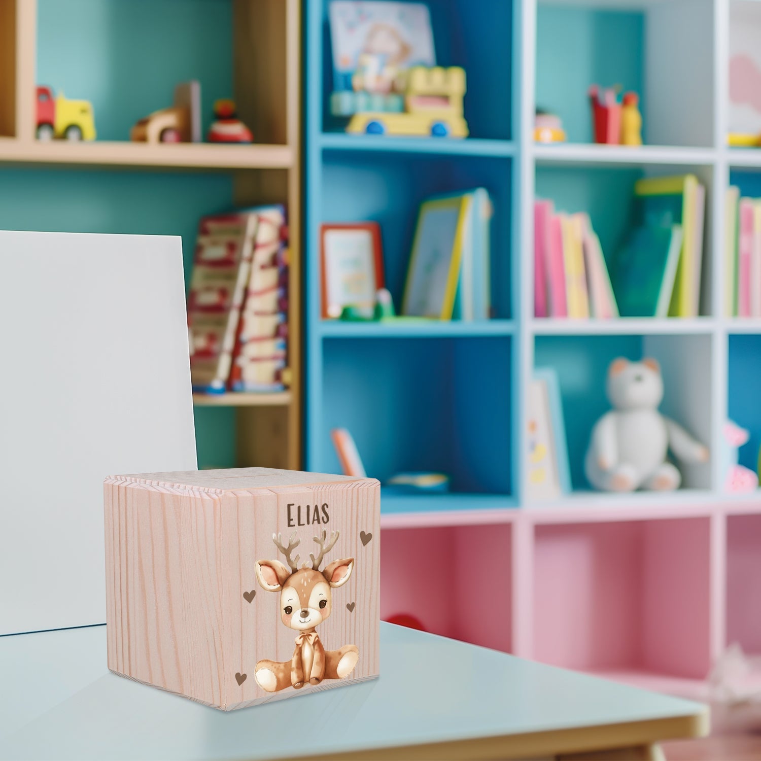 Spardose aus Holz - Tiere Kinder