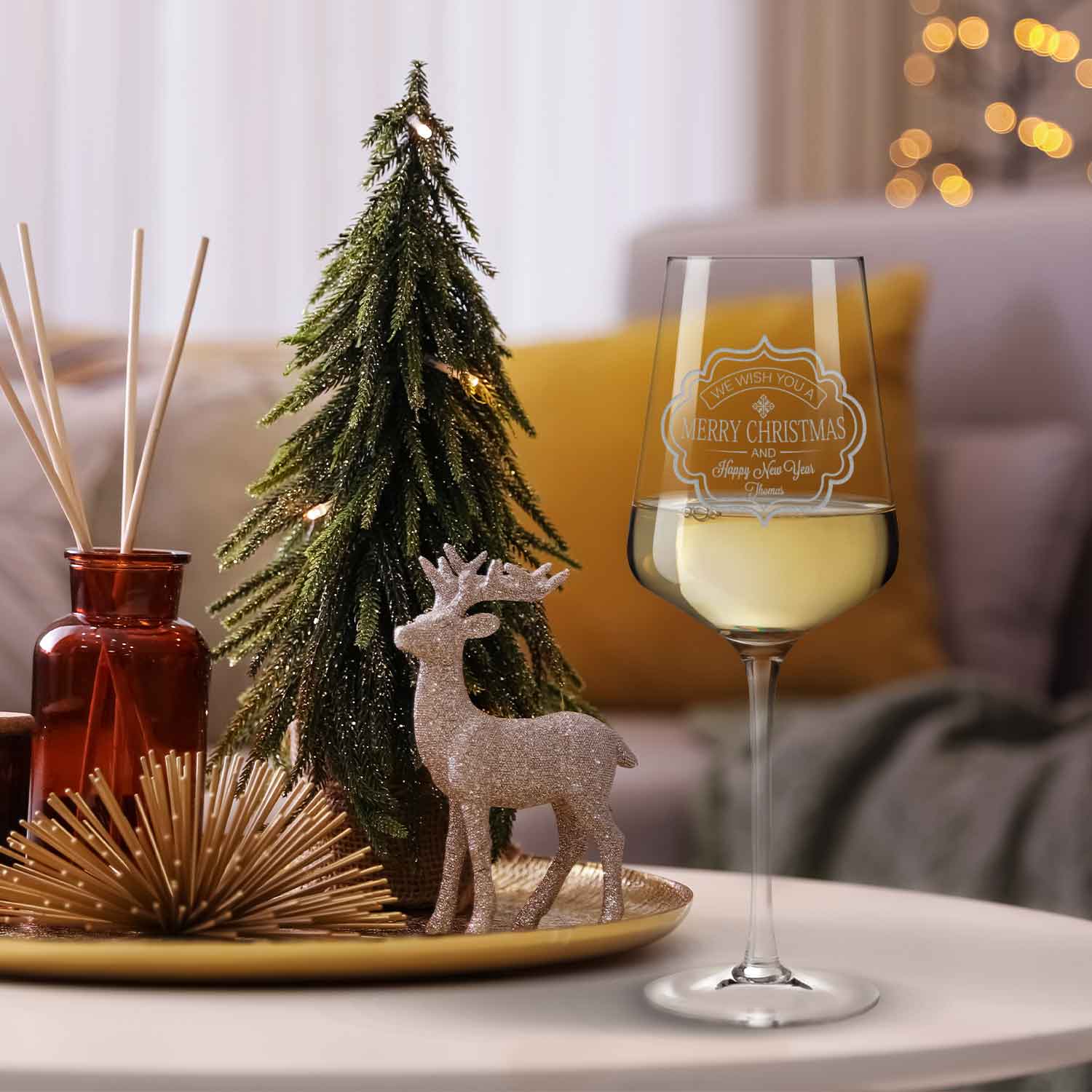 Leonardo Weinglas mit Gravur - Wish you Merry Christmas