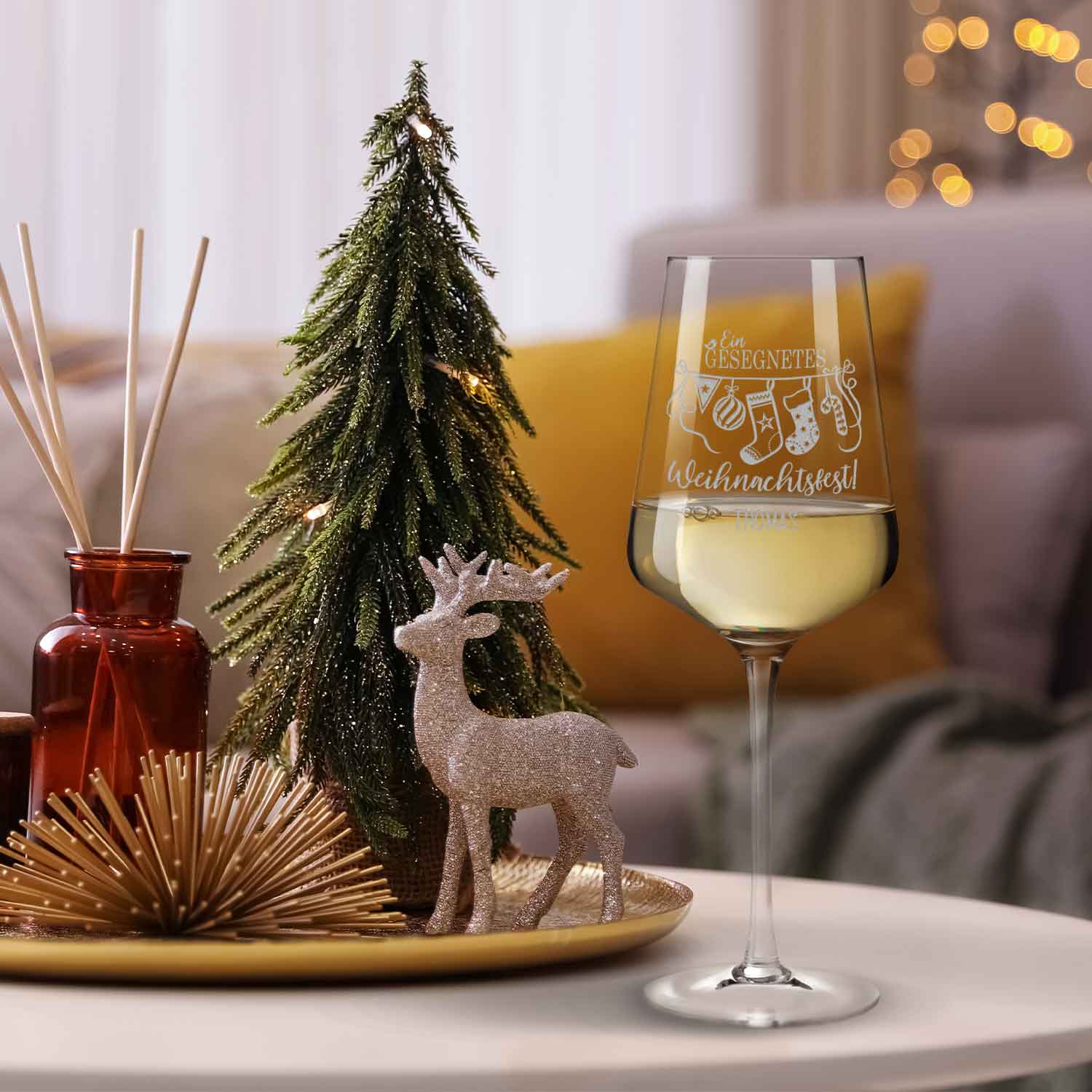 Leonardo Weinglas mit Gravur - "Ein gesegnetes Weihnachtsfest"