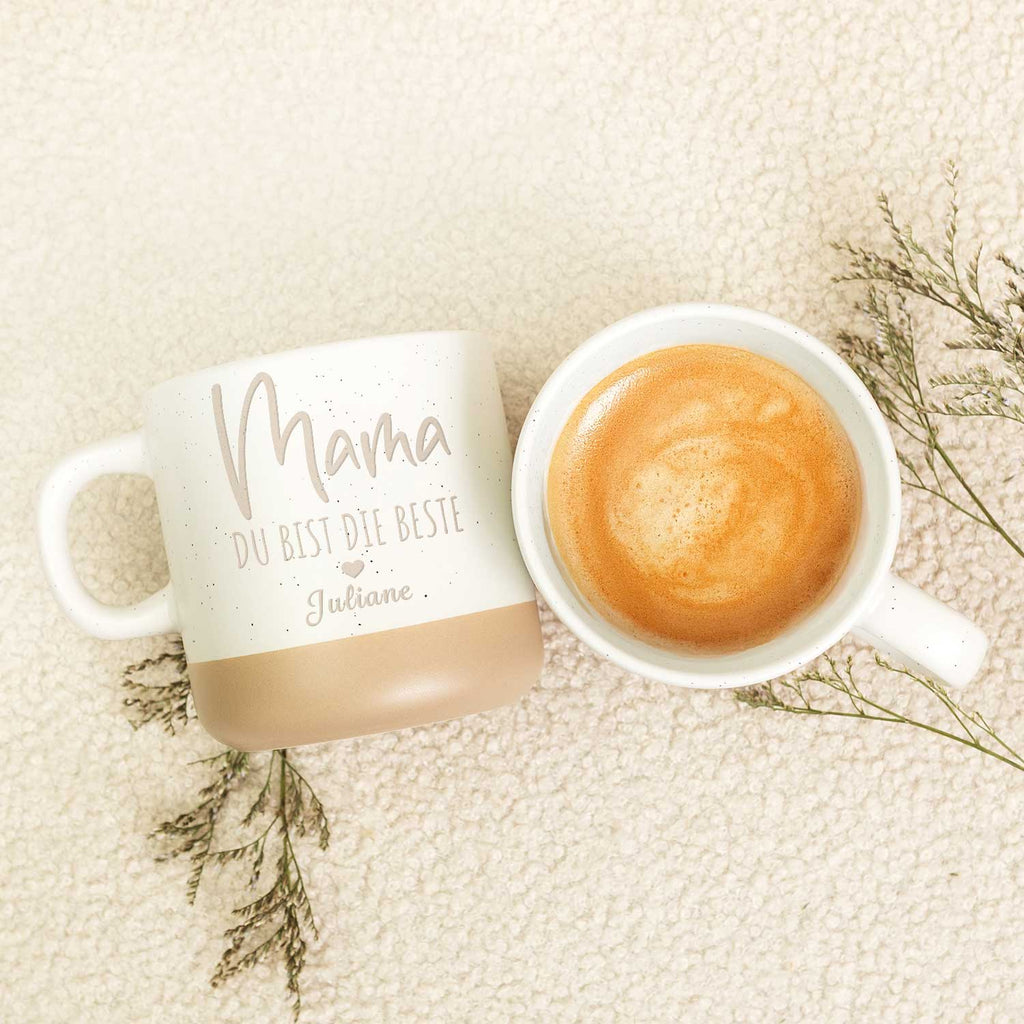 Gravierte Steingut Tasse - Mama Du bist die Beste