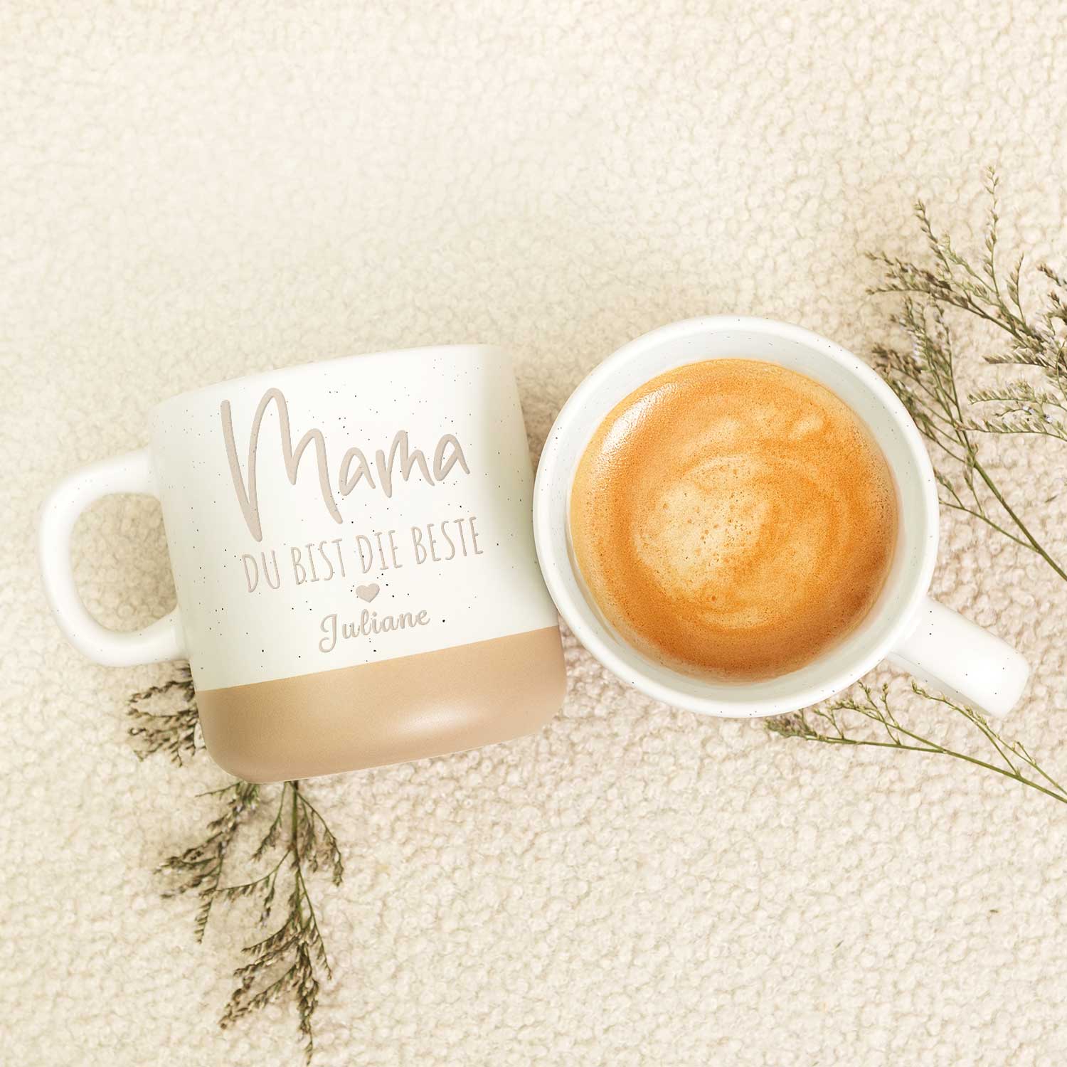 Gravierte Steingut Tasse - Mama Du bist die Beste