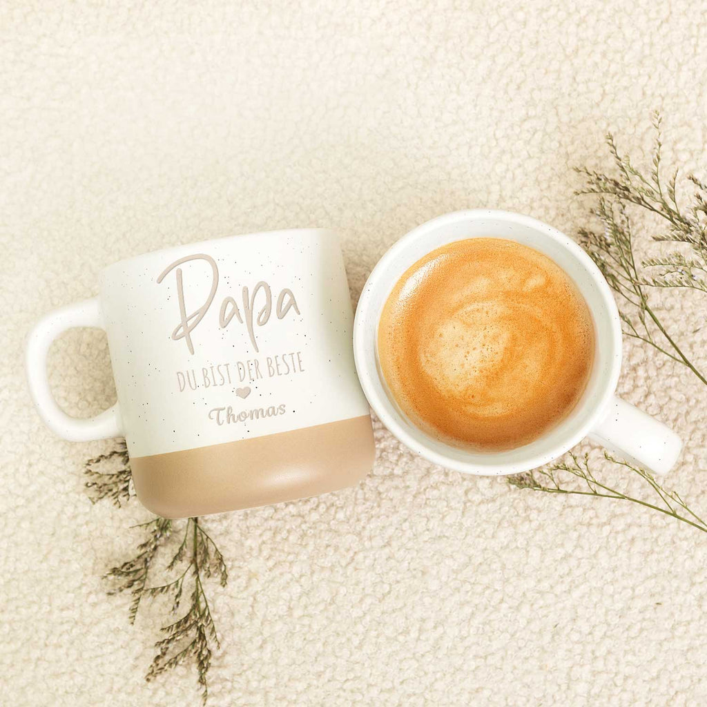 Gravierte Steingut Tasse - Papa du bist der Beste