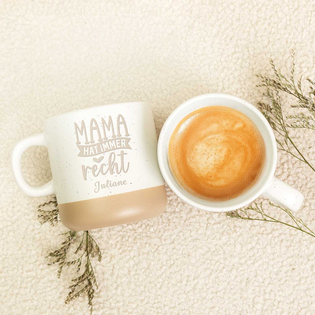 Gravierte Steingut Tasse - Mama hat immer Recht