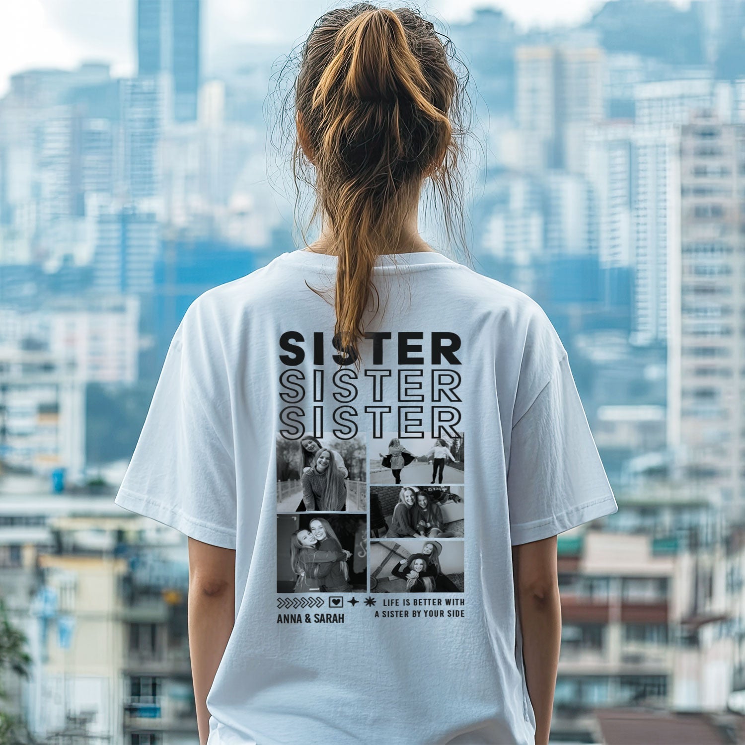 Personalisiertes Oversized T-Shirt - Sister