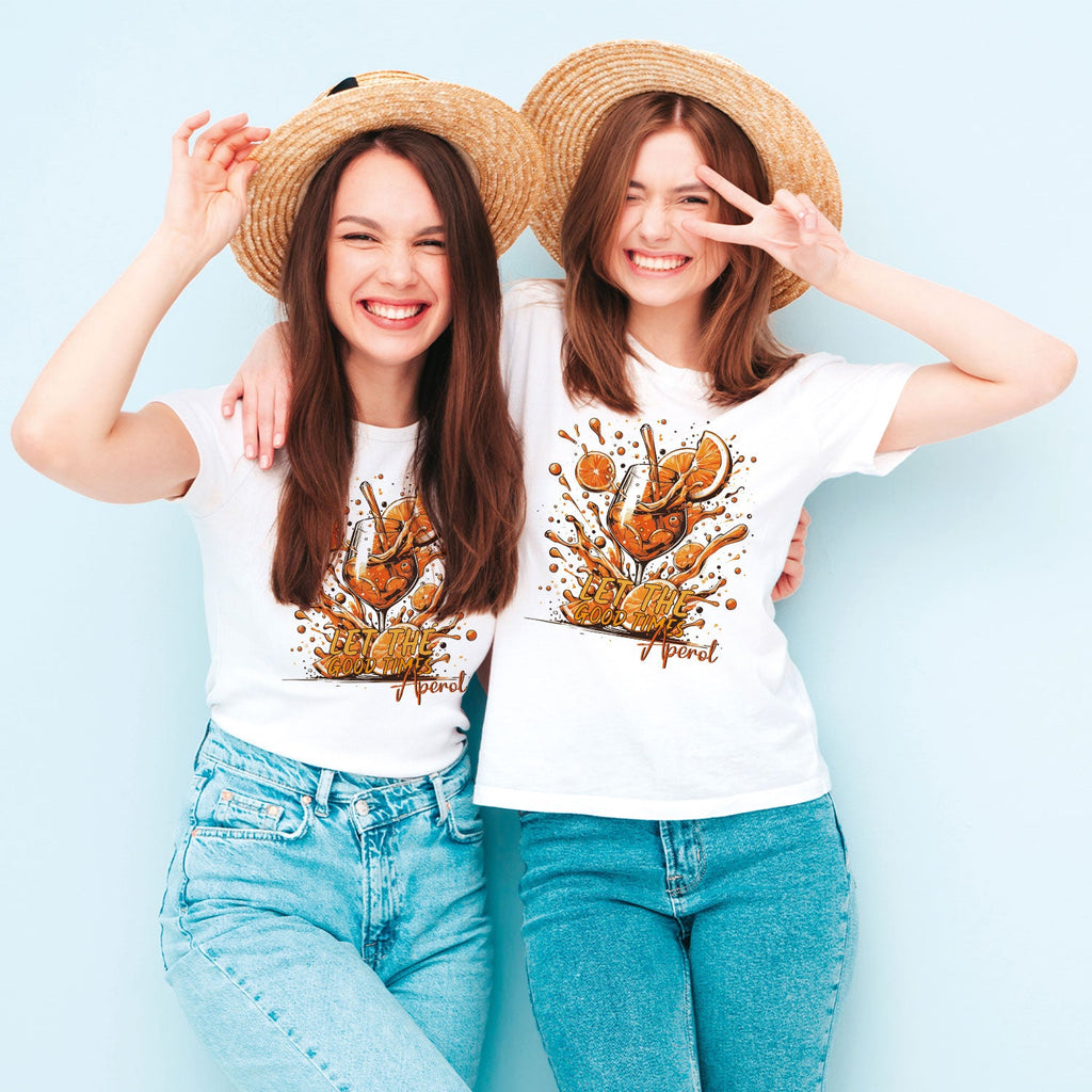 Bedrucktes T-Shirt für Damen - Let the good times aperol