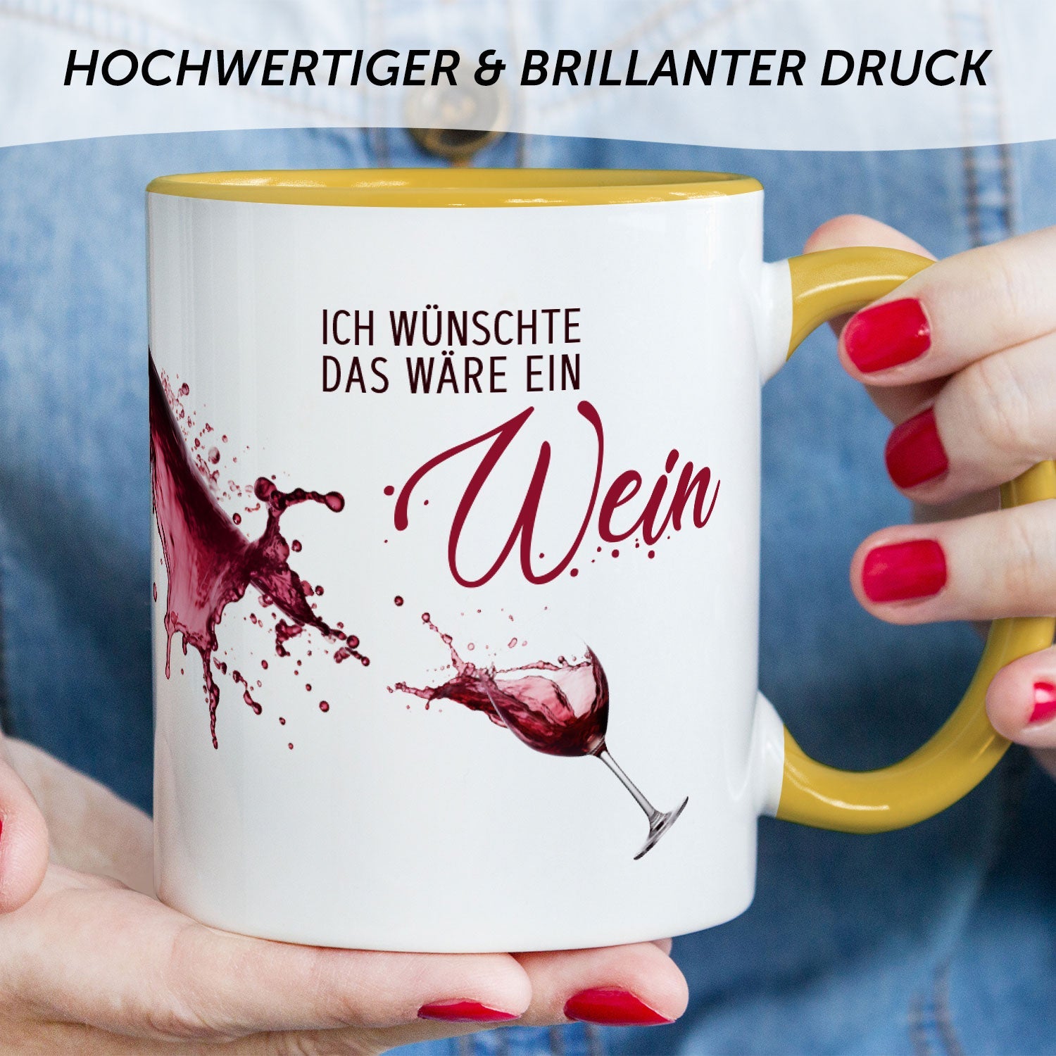 Bedruckte Tasse mit Wein Motiv - Ich wünschte das wäre ein Wein