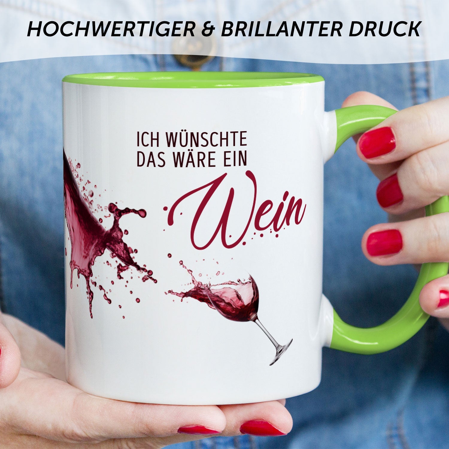 Bedruckte Tasse mit Wein Motiv - Ich wünschte das wäre ein Wein
