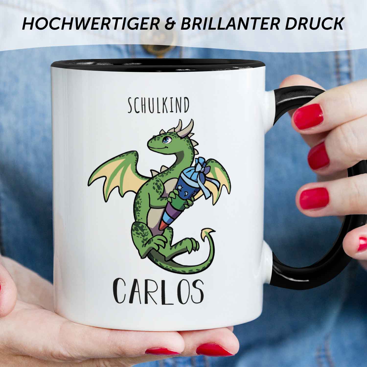 Bedruckte Tasse mit Motiv - Einschulung Drache