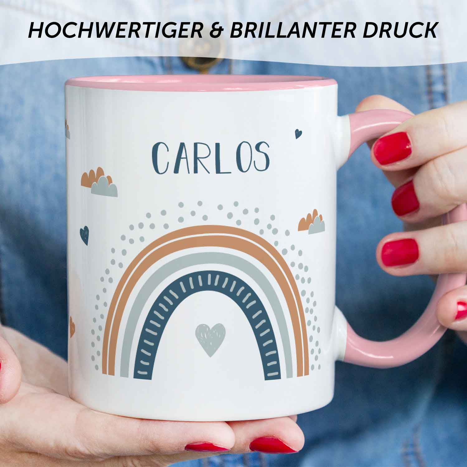 Bedruckte Tasse - Regenbogen - Personalisiert mit Namen - Für Mädchen und Jungen