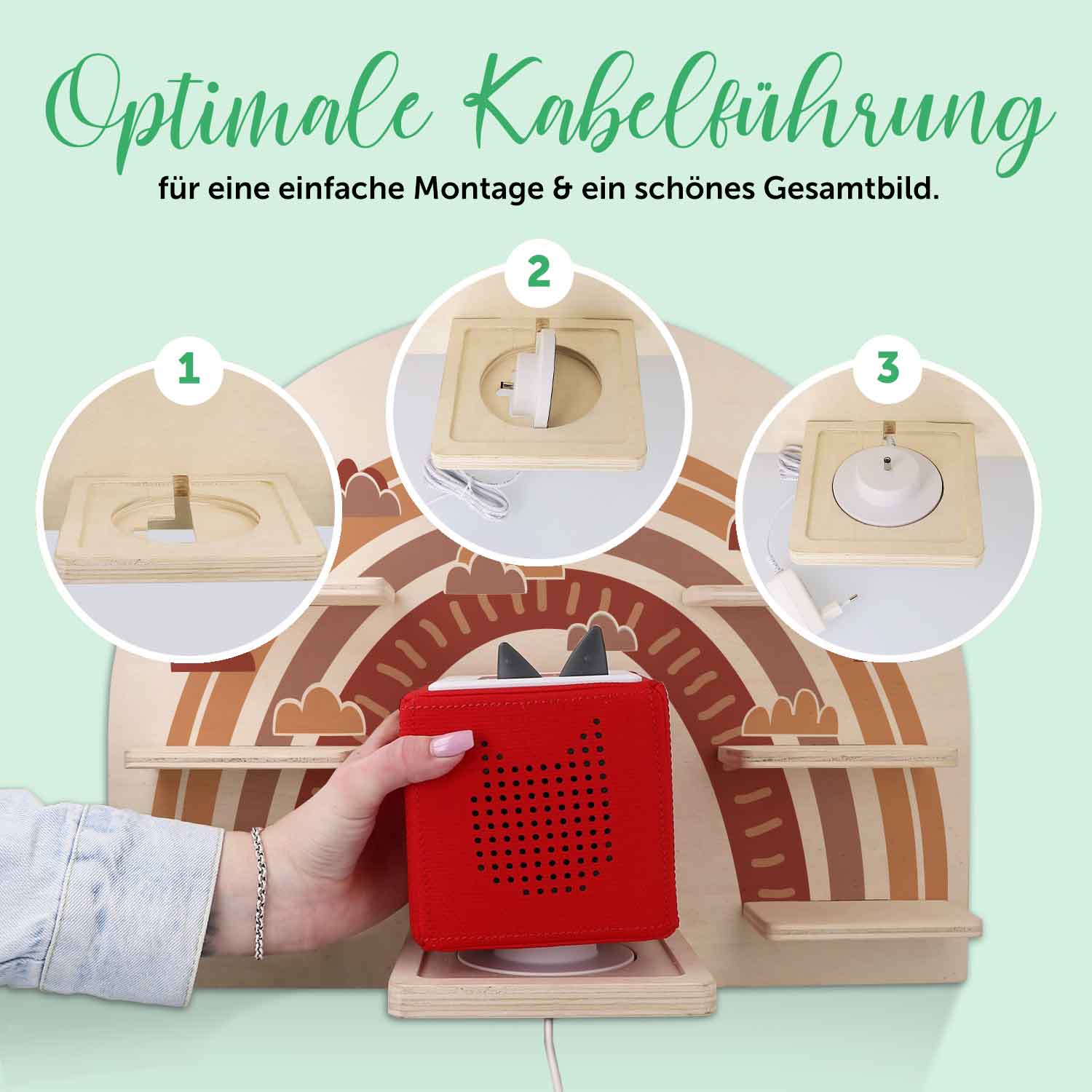 Toniebox Regal für Kinderzimmer - Regenbogen - Kinder Wandregal