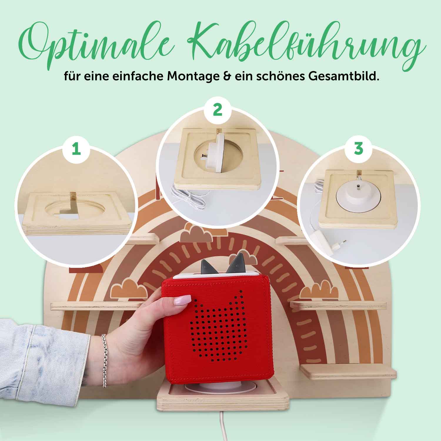 Toniebox Regal für Kinderzimmer - Regenbogen - Personalisiert mit Namen