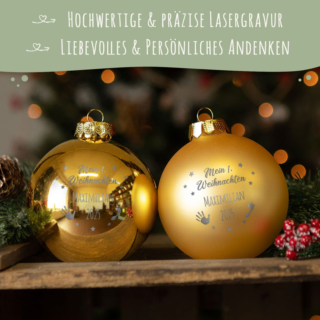 Gravierte Weihnachtskugel - Mein erstes Weihnachten