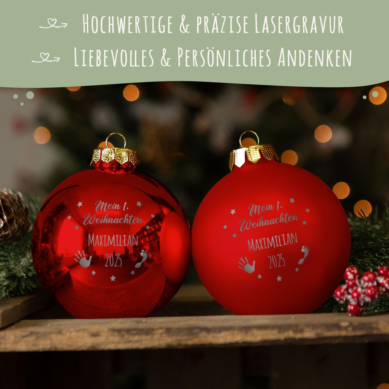 Gravierte Weihnachtskugel - Mein erstes Weihnachten