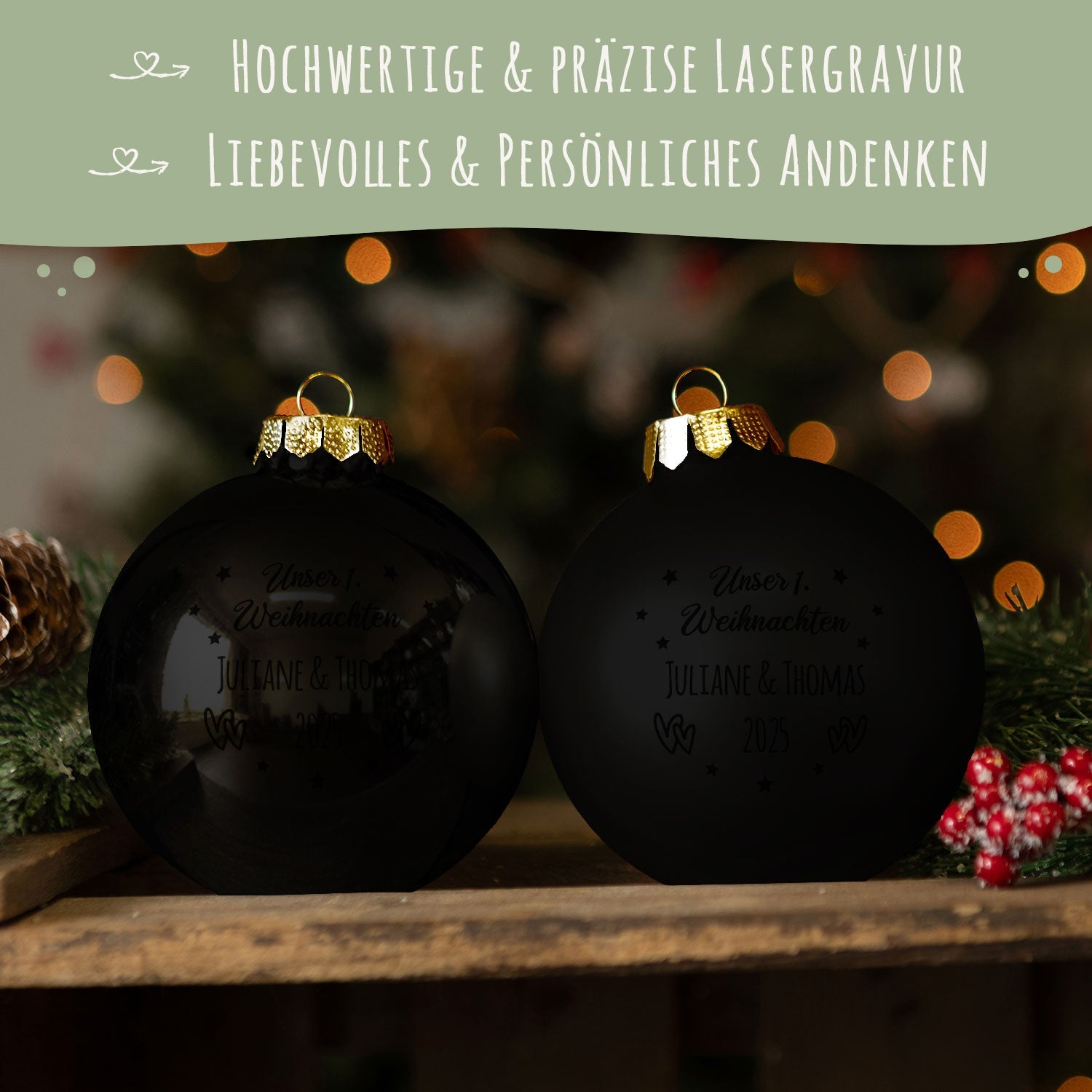 Gravierte Weihnachtskugel - Unser erstes Weihnachten für Paare