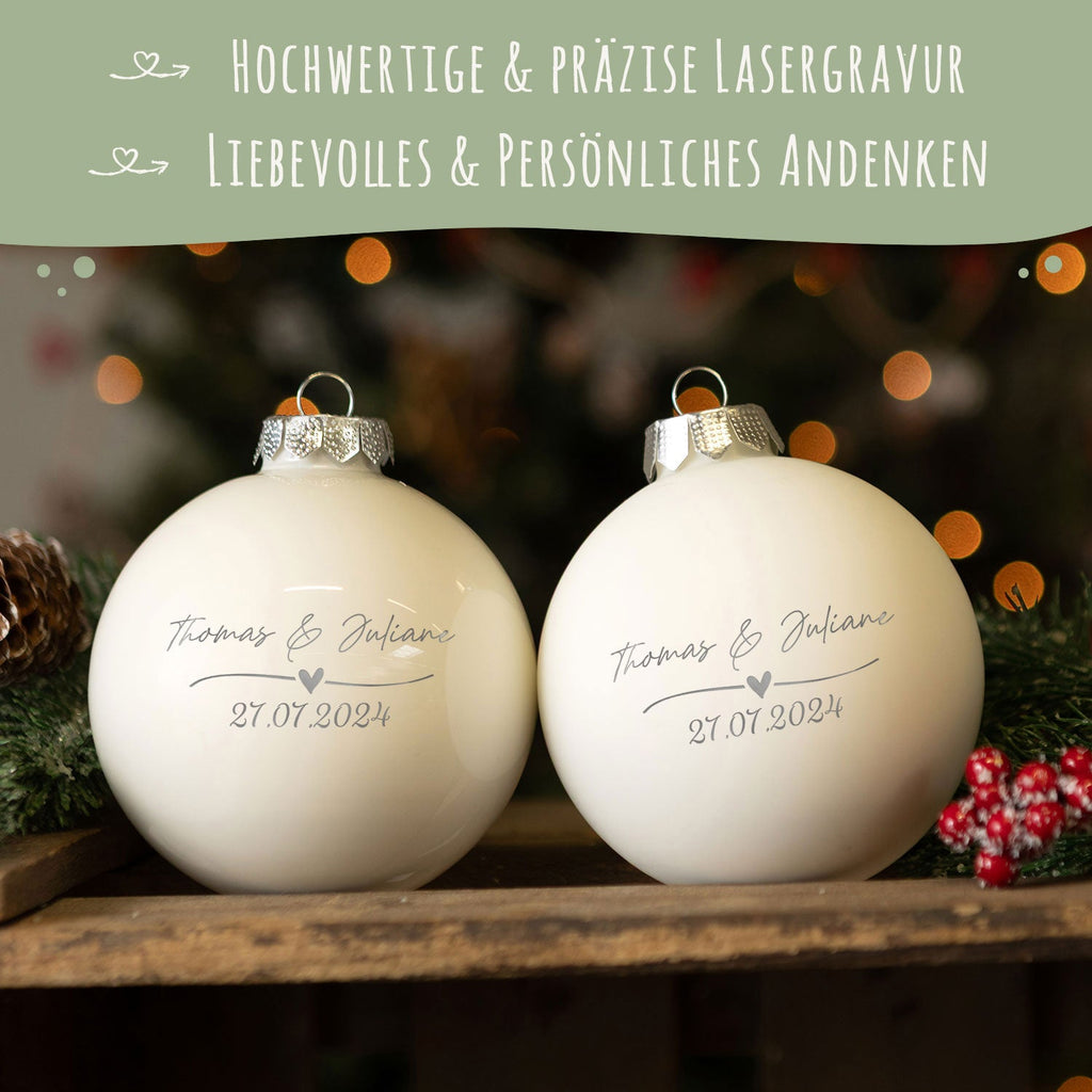 Gravierte Weihnachtskugel - Wedding Love