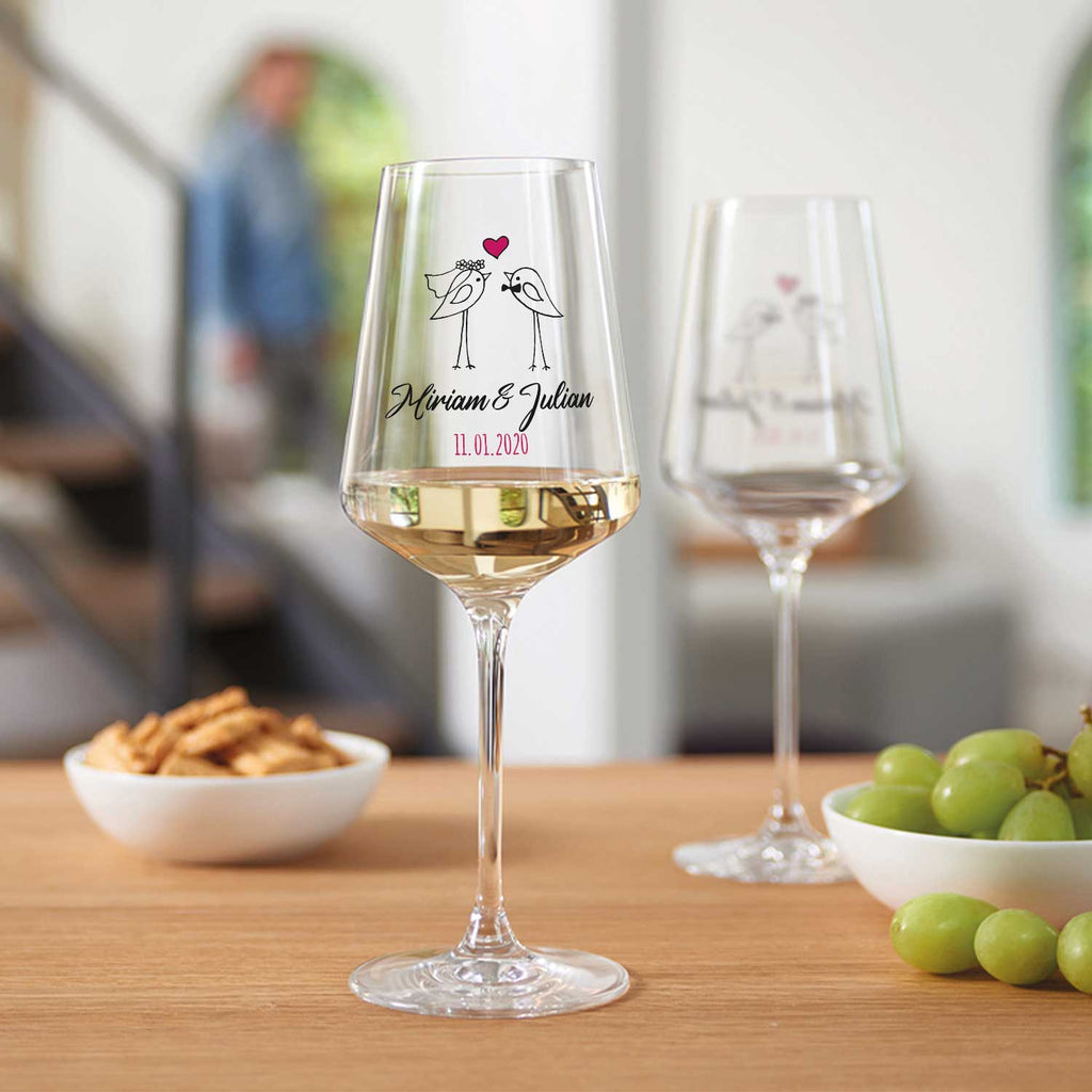 Leonardo Weingläser mit UV-Druck im "Wedding Bird" Design als Set