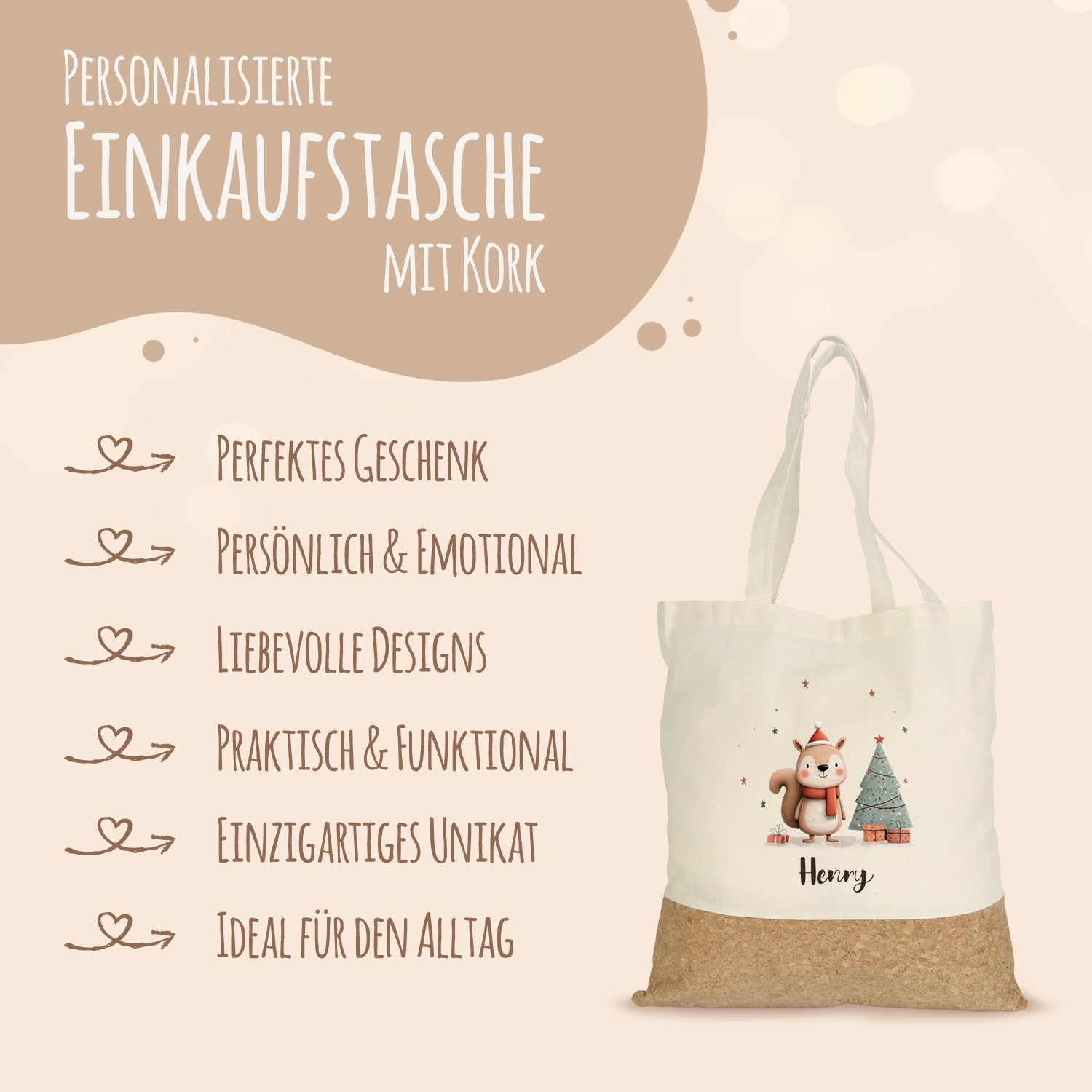 Einkaufstasche Kork - Geschenktiere