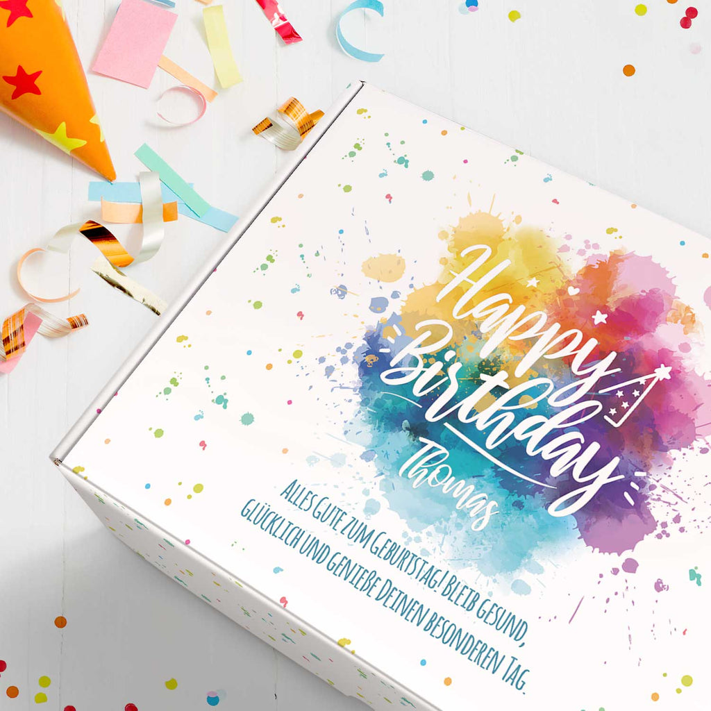 Personalisierte DIY Geschenkbox - Color Splash mit Wunschtext
