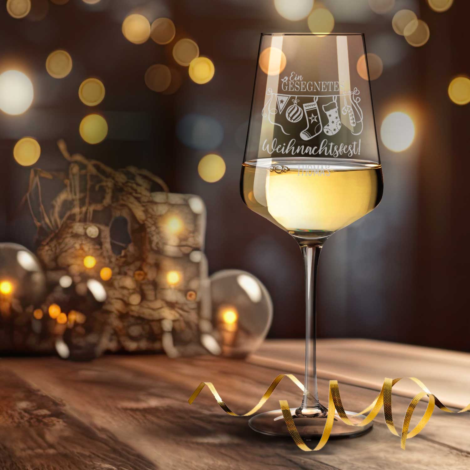 Leonardo Weinglas mit Gravur - "Ein gesegnetes Weihnachtsfest"