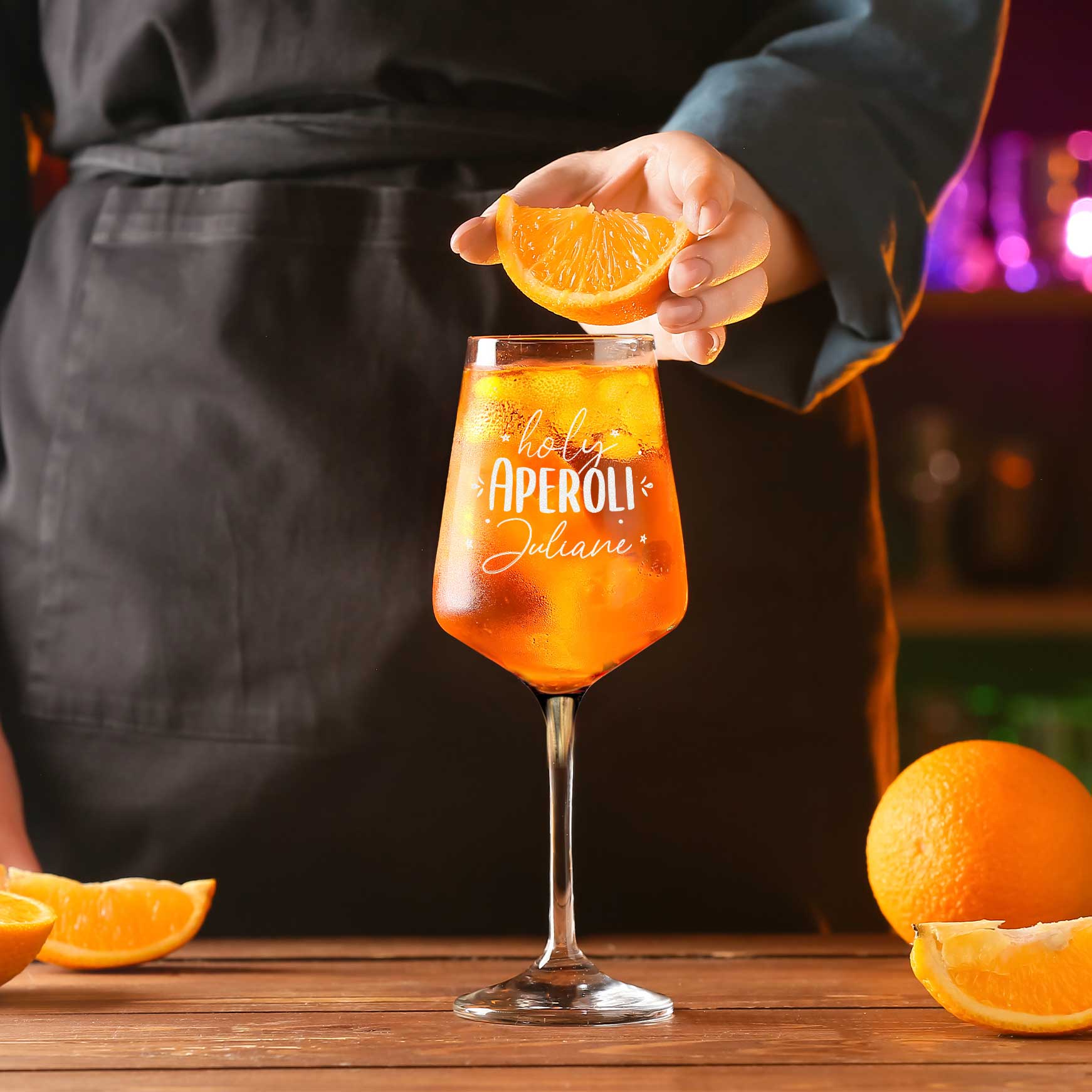 Leonardo Weinglas mit Gravur "Holy Aperoli" mit Namen