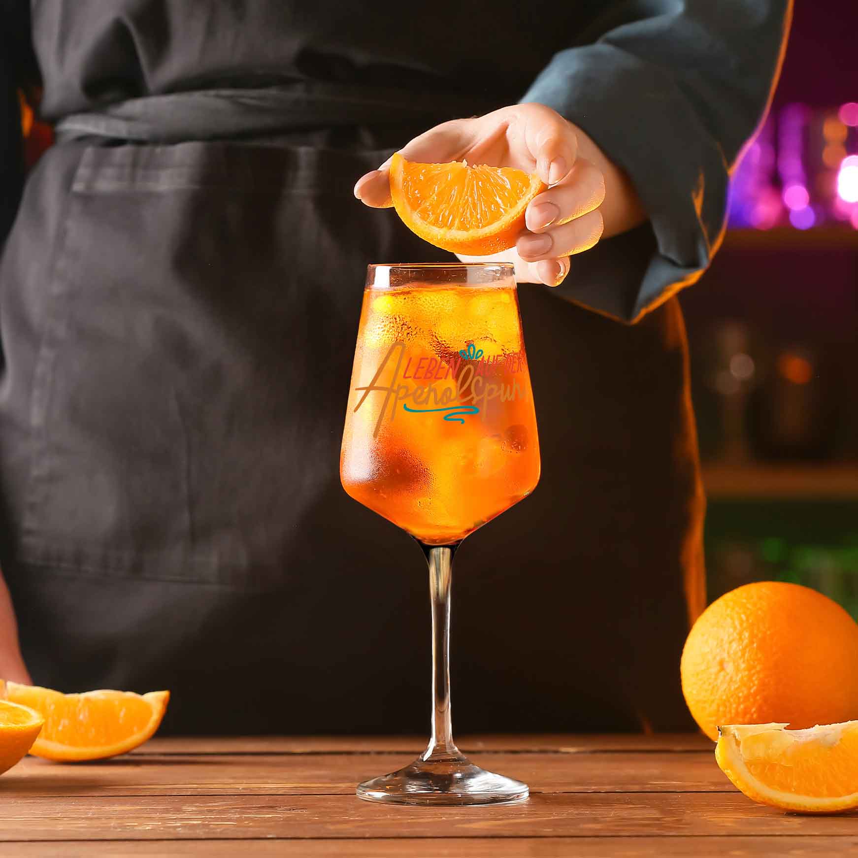 Leonardo Weinglas mit UV-Druck - Leben auf der Aperolspur