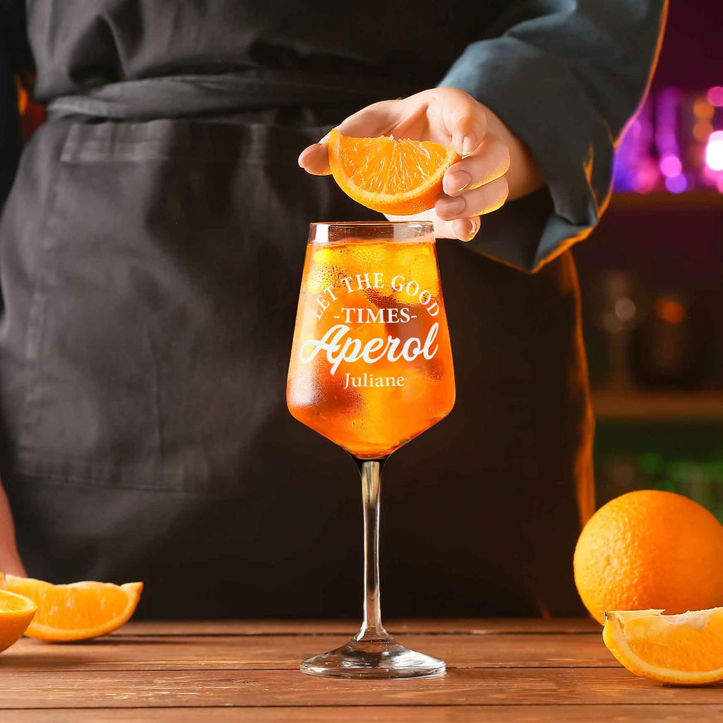 Leonardo Weinglas mit Gravur - "Let the good times Aperol" mit Name