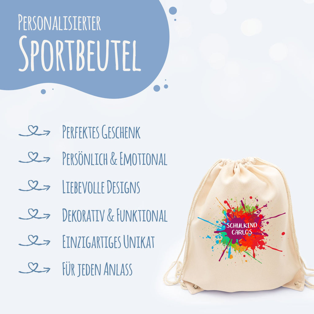 Turnbeutel für Kinder - Colorsplash - zur Einschulung