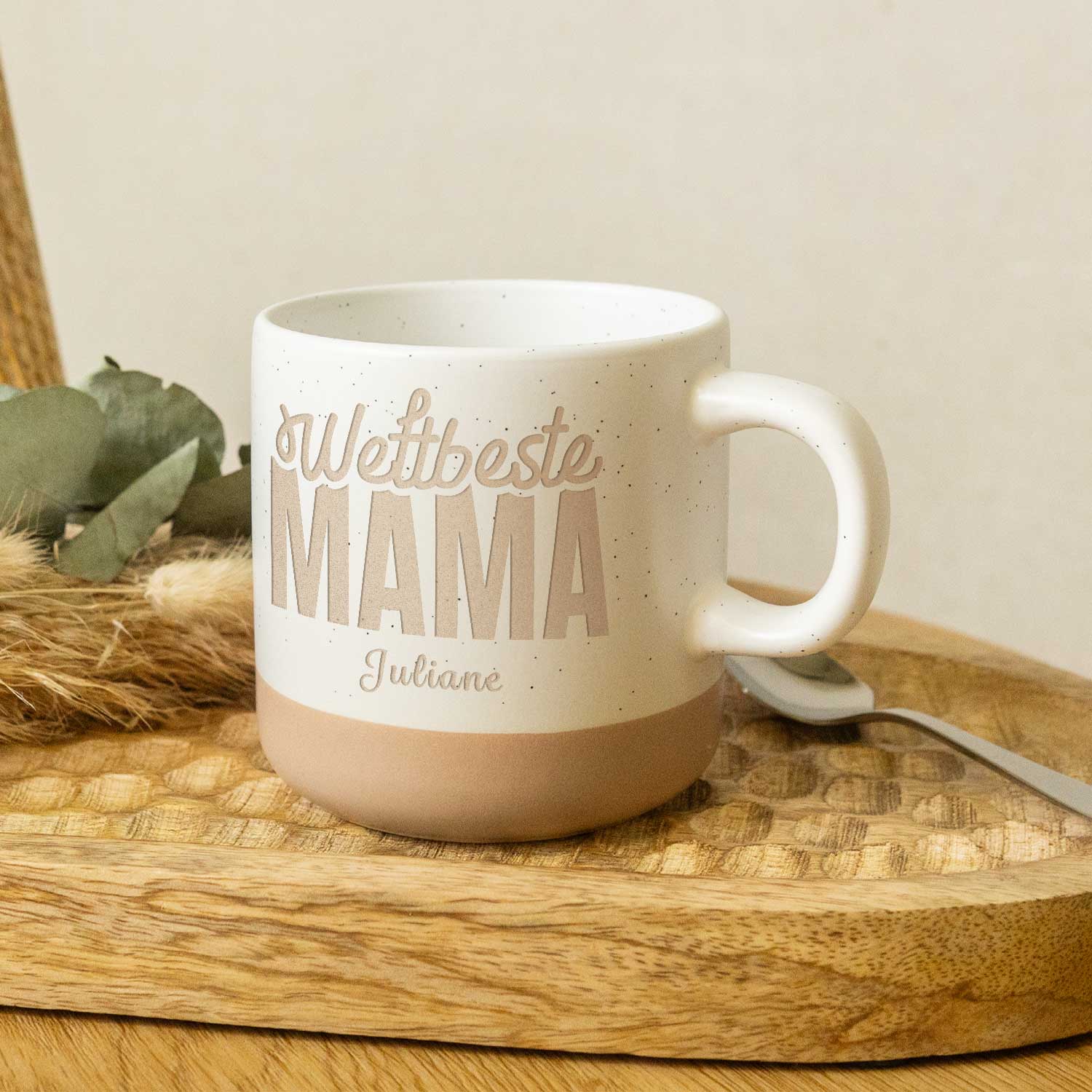 Gravierte Steingut Tasse - Weltbeste Mama