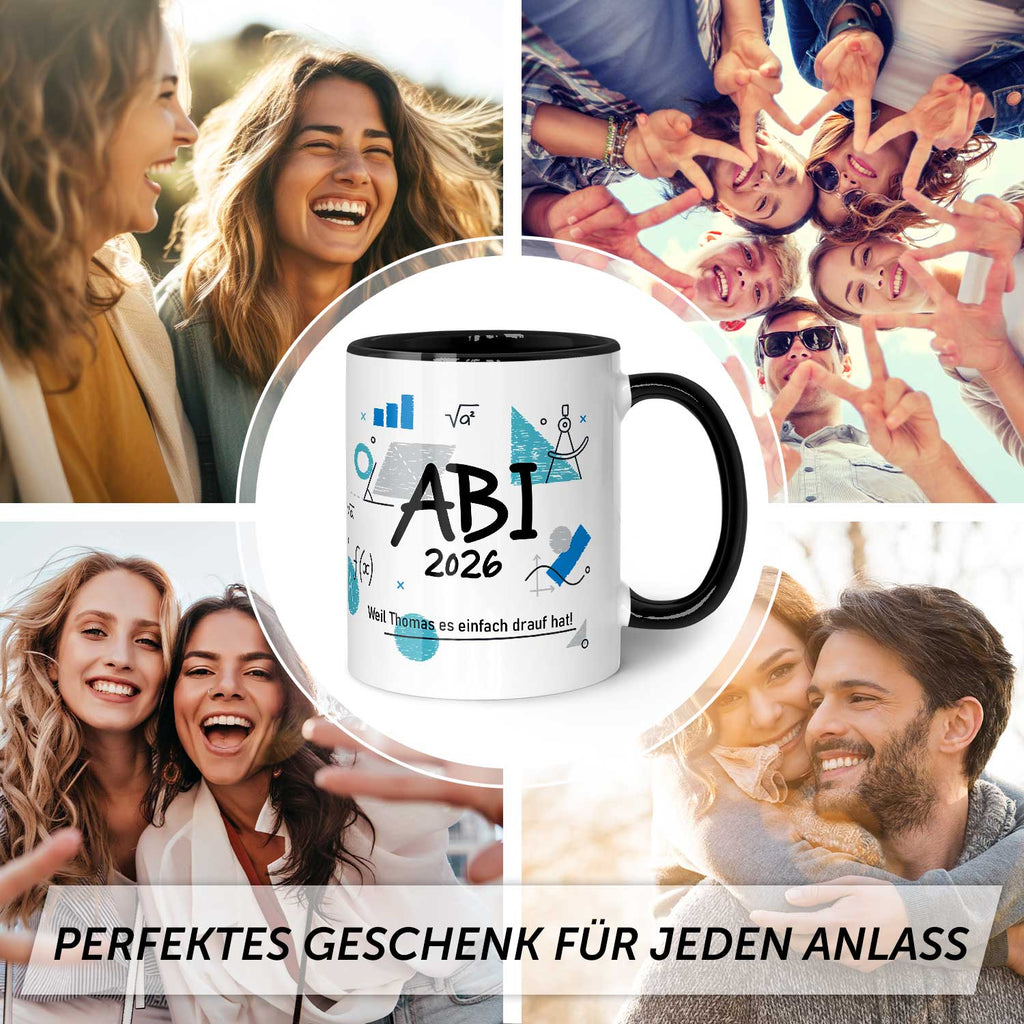 Bedruckte Tasse mit Spruch - Abi - Personalisiert mit Namen