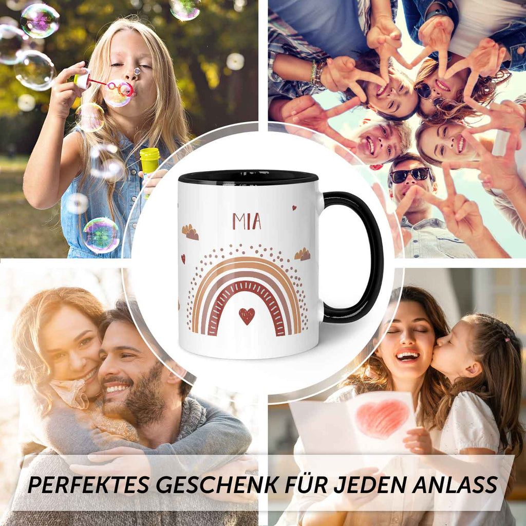 Bedruckte Tasse - Regenbogen - Personalisiert mit Namen - Für Mädchen und Jungen