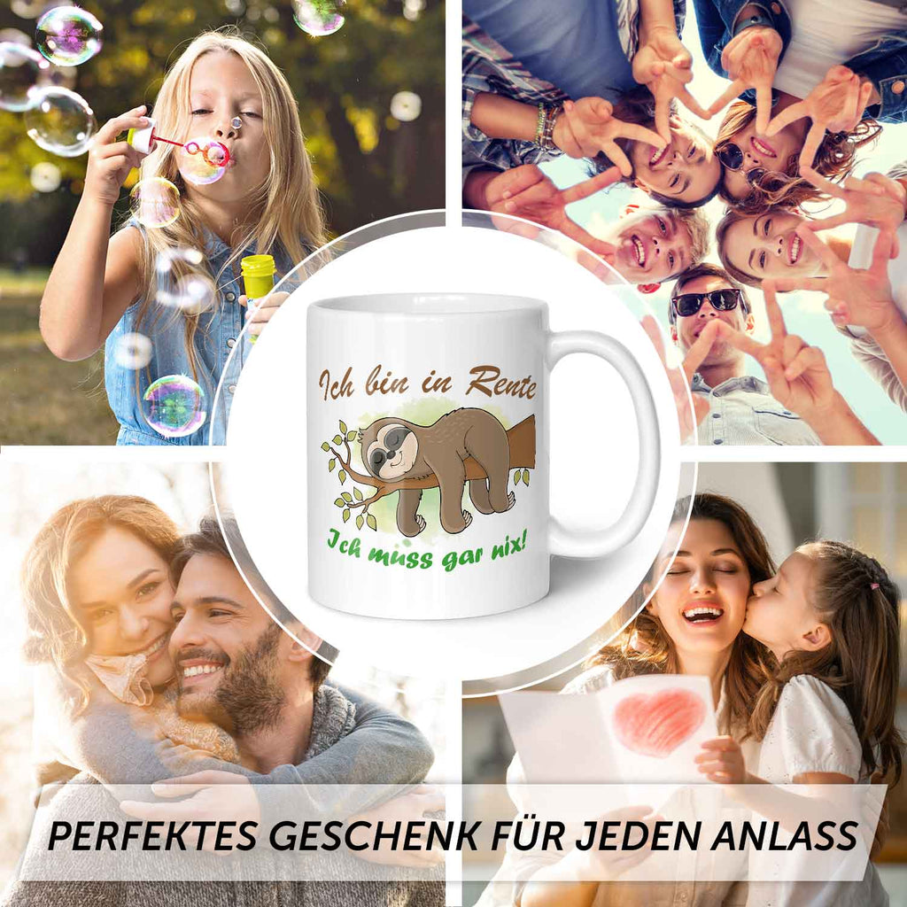 Bedruckte Tasse Faultier in Rente