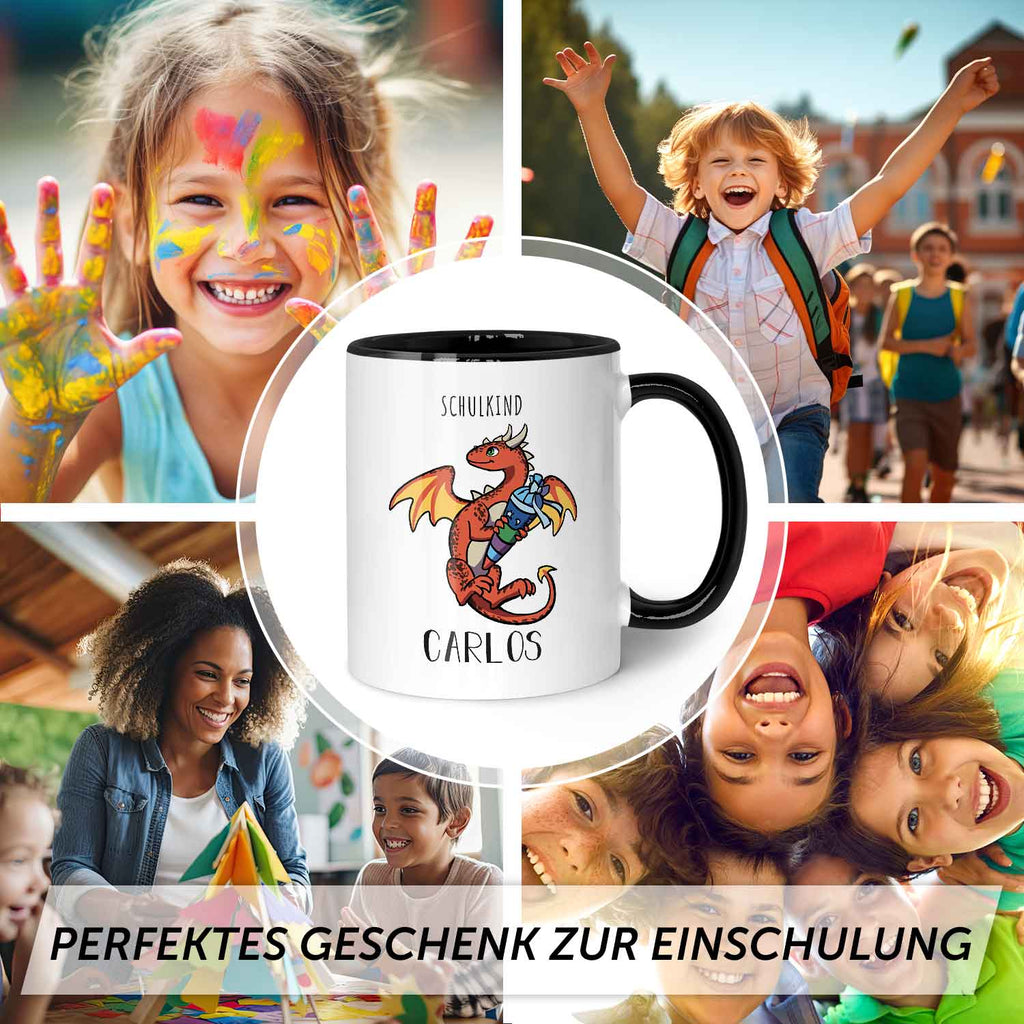 Bedruckte Tasse mit Motiv - Einschulung Drache