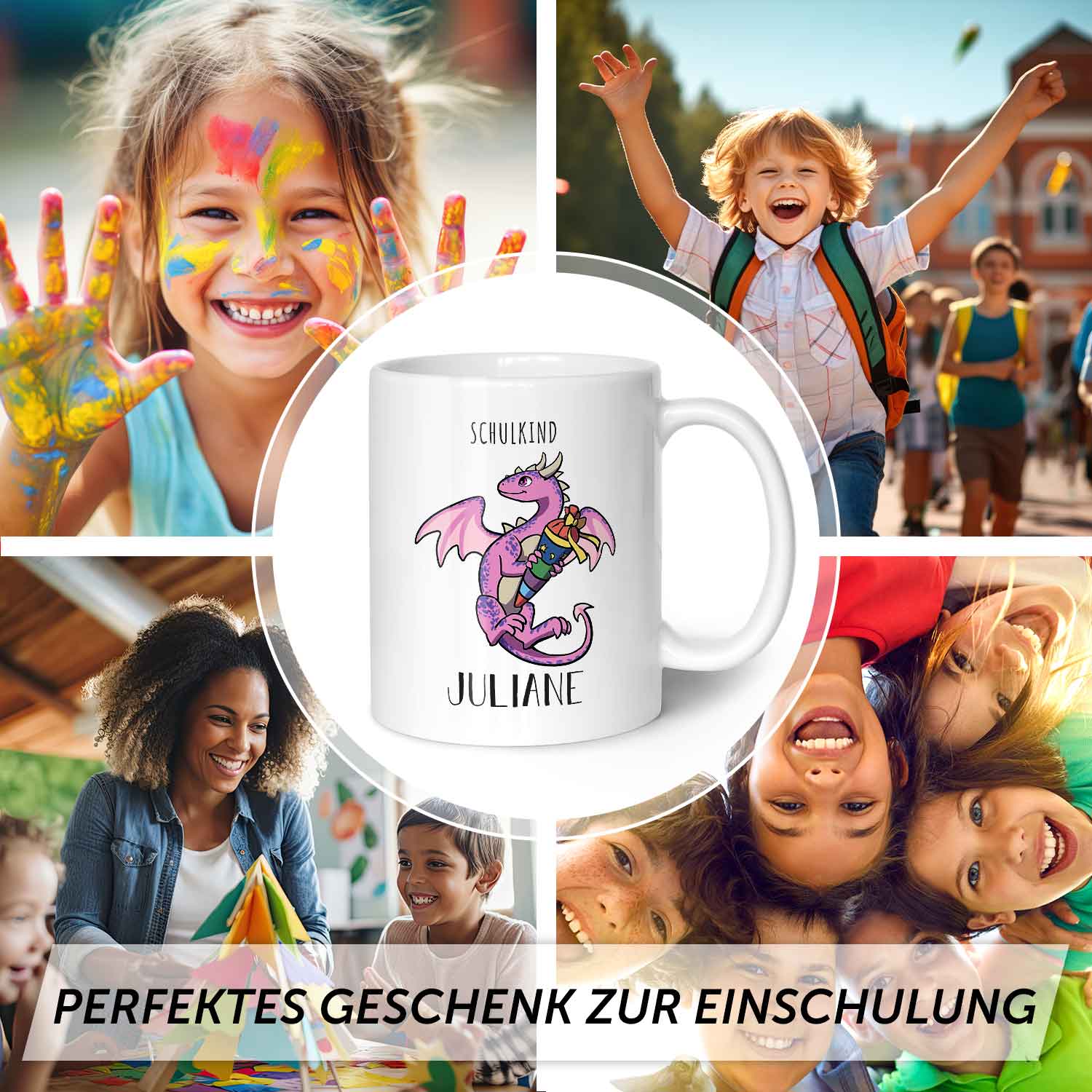 Bedruckte Tasse mit Motiv - Einschulung Drache