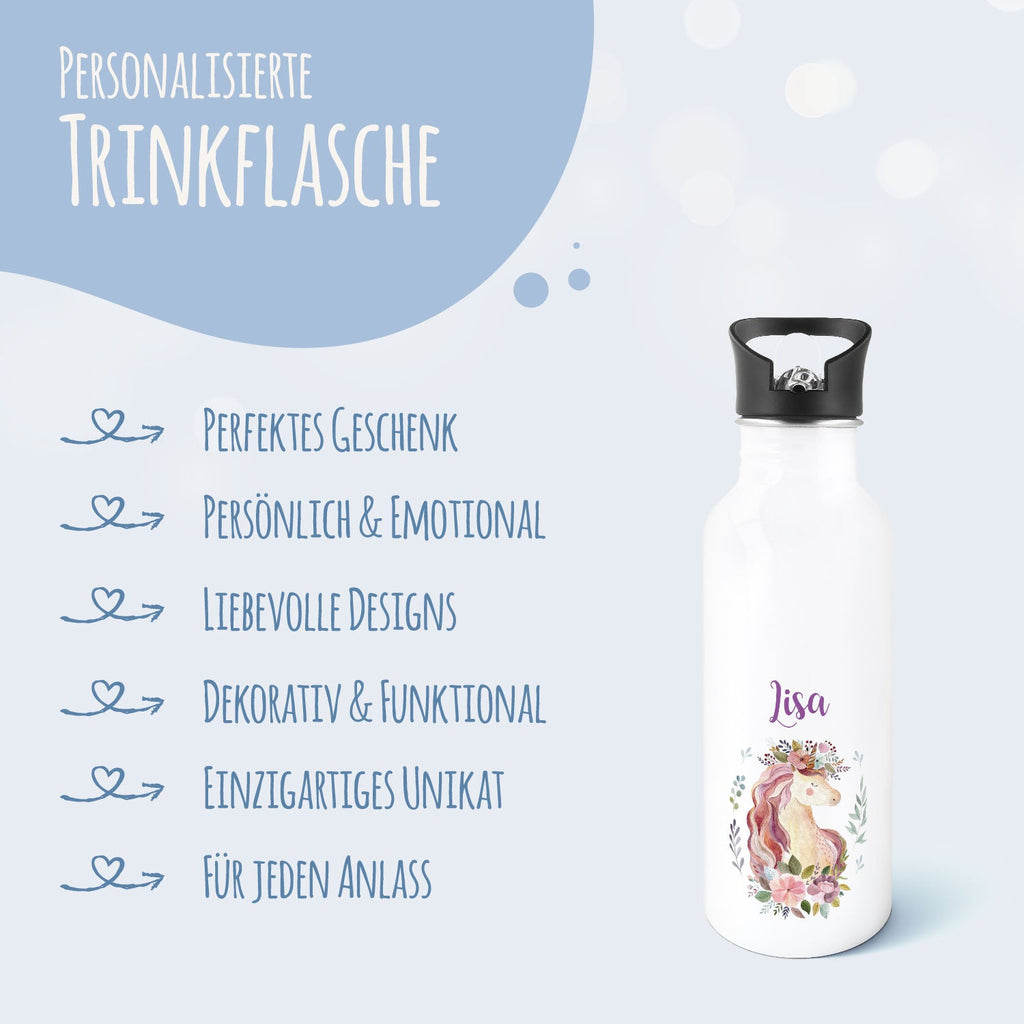 Bedruckte Trinkflasche aus Edelstahl - Einhorn V2