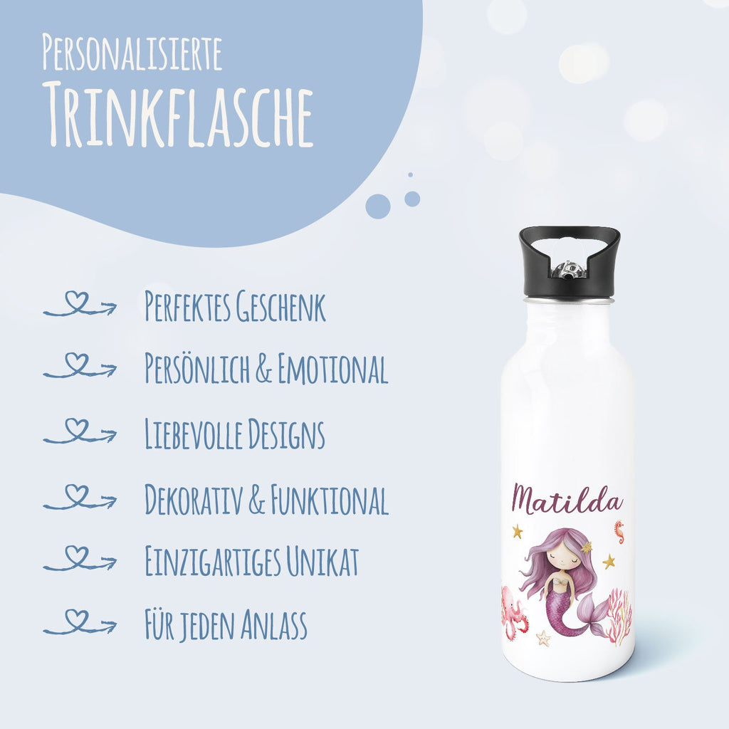 Bedruckte Trinkflasche aus Edelstahl - Meerjungfrau