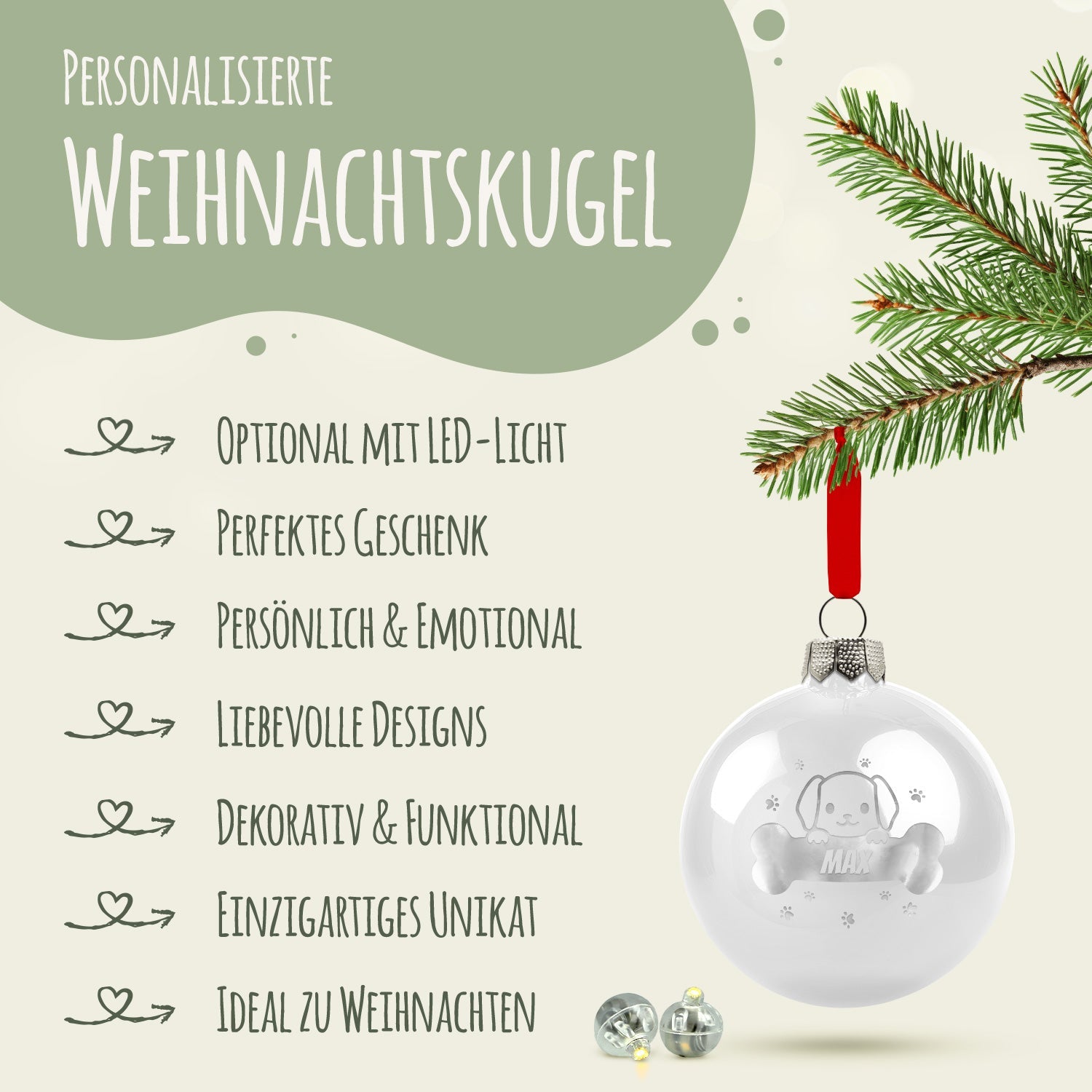 Gravierte Weihnachtskugel - Haustier - Hund & Katze
