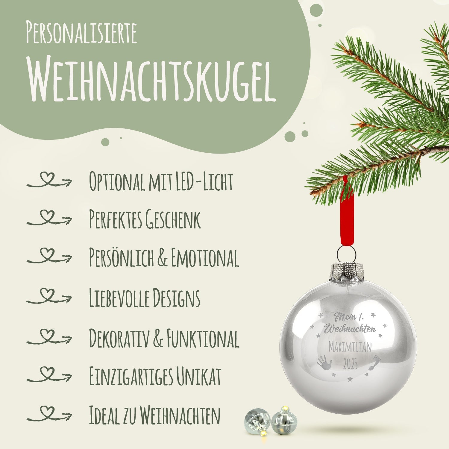 Gravierte Weihnachtskugel - Mein erstes Weihnachten