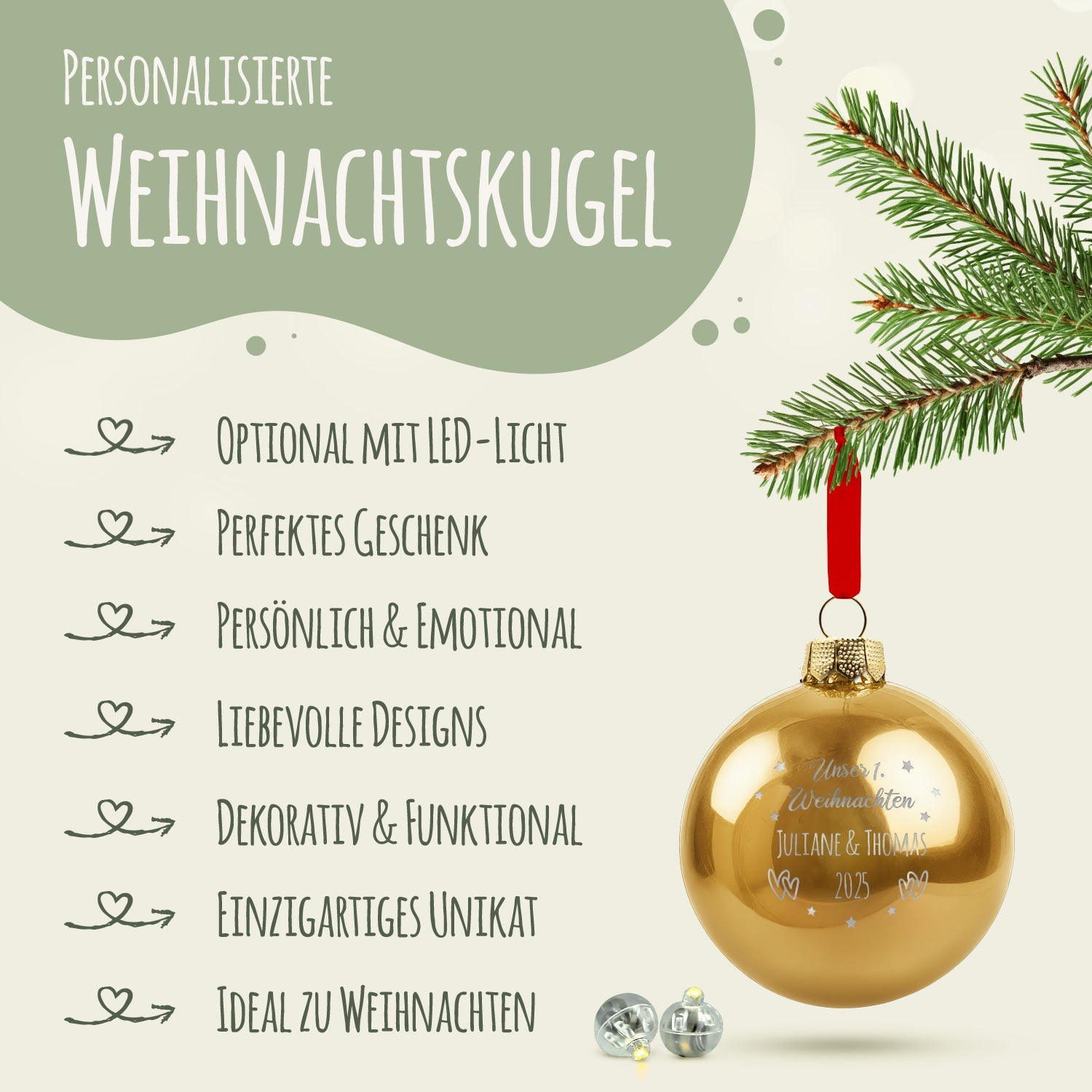 Gravierte Weihnachtskugel - Unser erstes Weihnachten für Paare