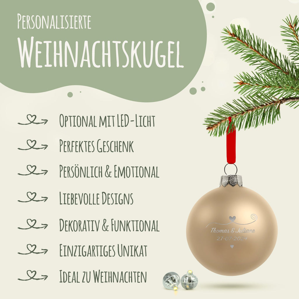 Gravierte Weihnachtskugel - Paar verliebt