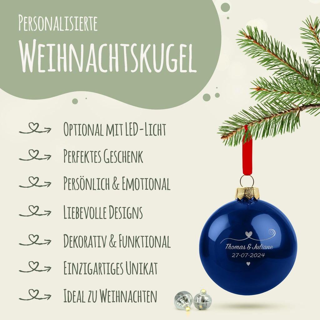 Gravierte Weihnachtskugel - Paar verliebt