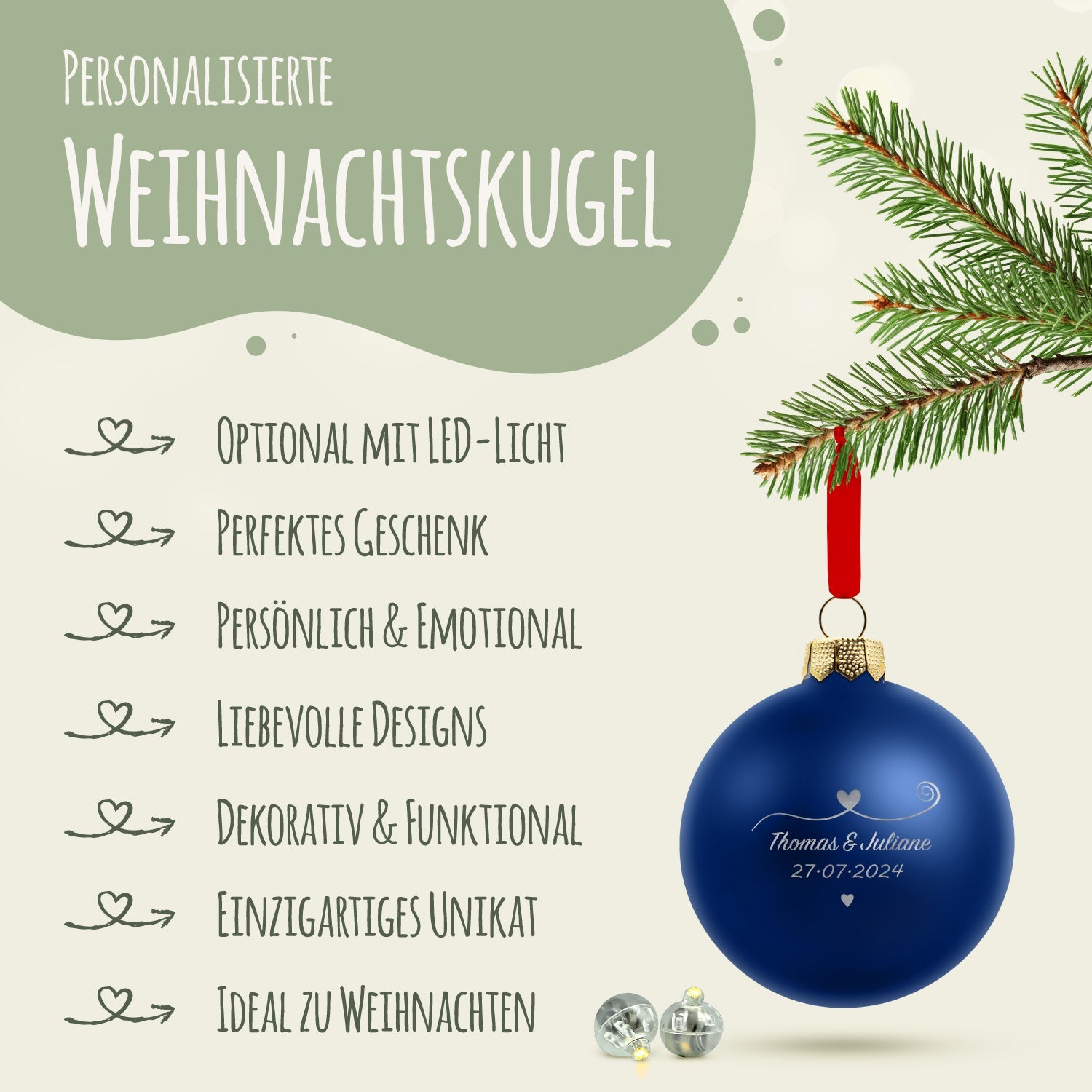 Gravierte Weihnachtskugel - Paar verliebt
