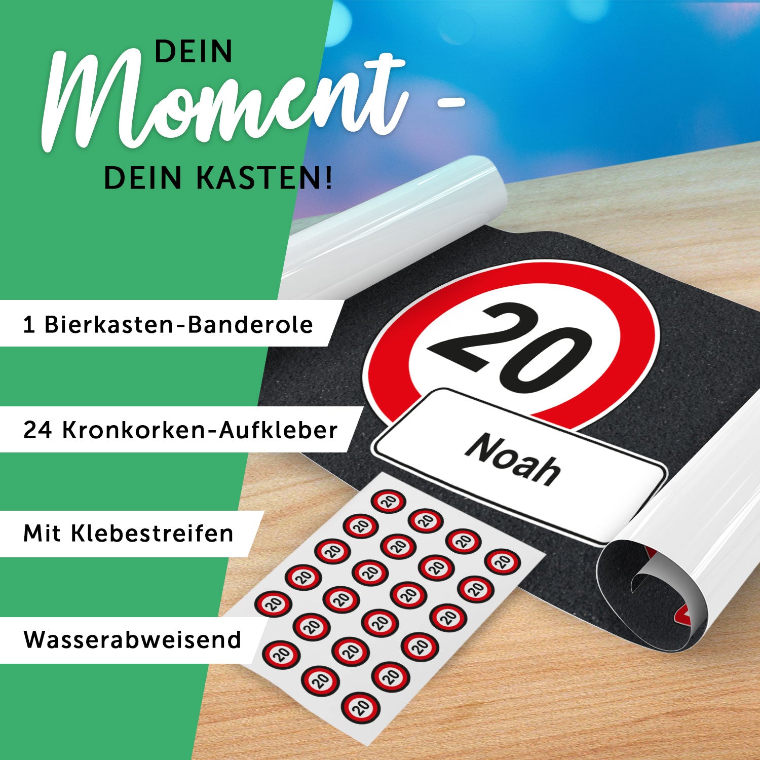 DIY Bierkasten Banderole mit 24 Deckelaufklebern - Verkehrszeichen