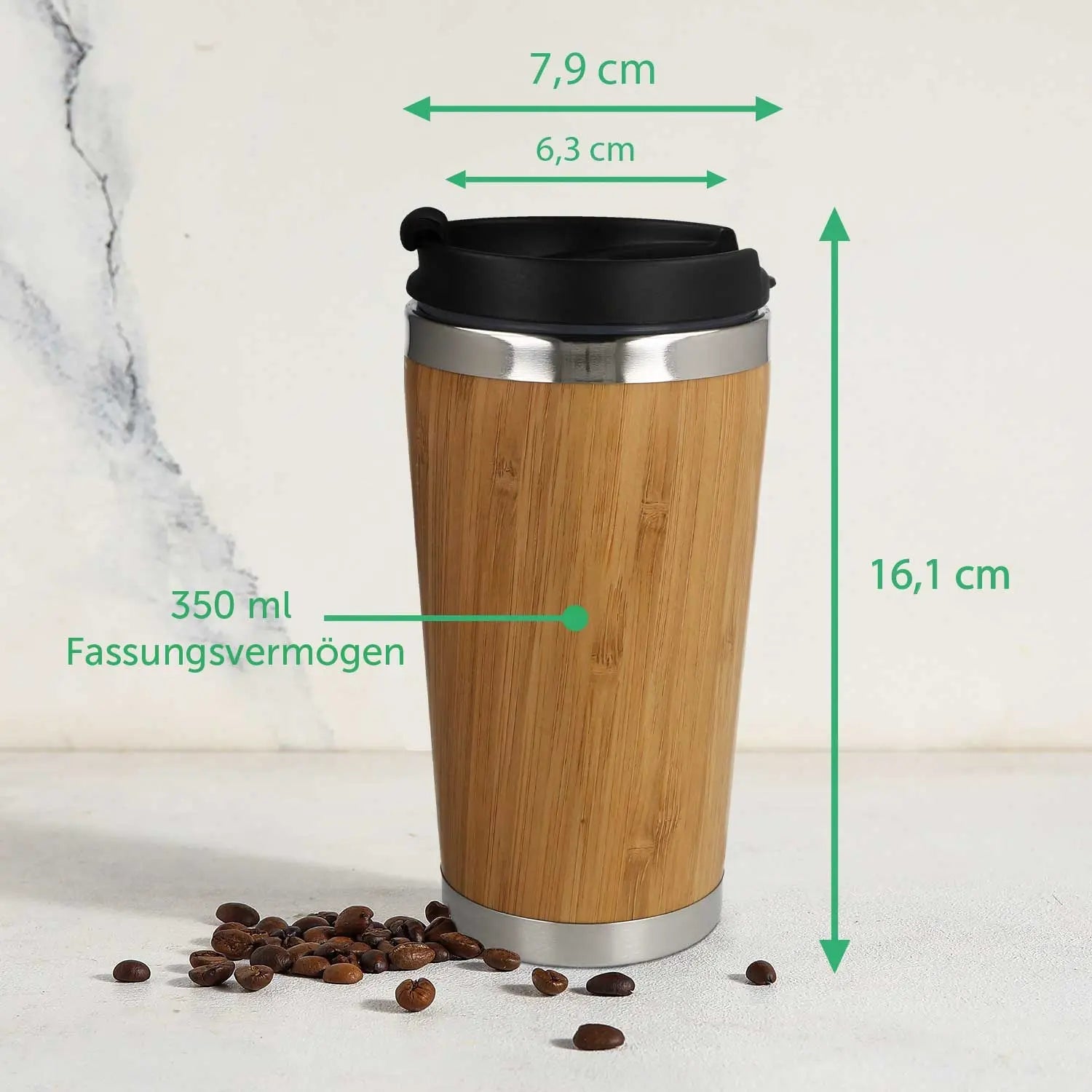 Kaffeebecher aus Bambus mit Gravur - verschiedene Motive