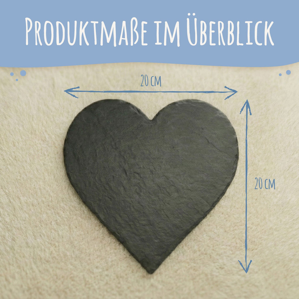 Bedrucktes Schieferherz - In Gedenken V2 - Personalisiertes Geschenk