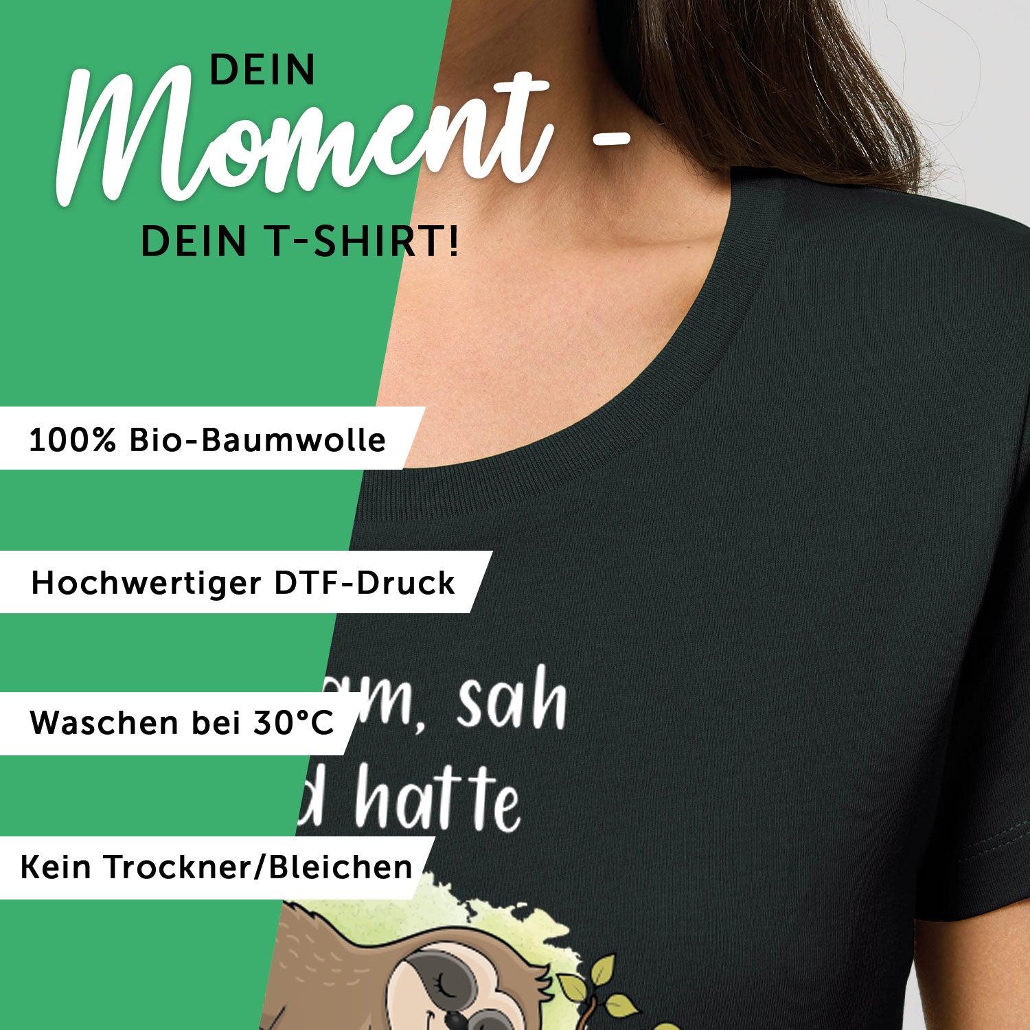 Bedrucktes T-Shirt für Damen - Ich kam sah kein Bock