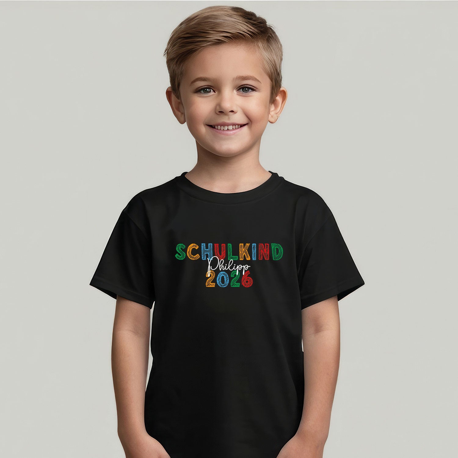 Bedrucktes T-Shirt für Kinder - Schulkind Kreide