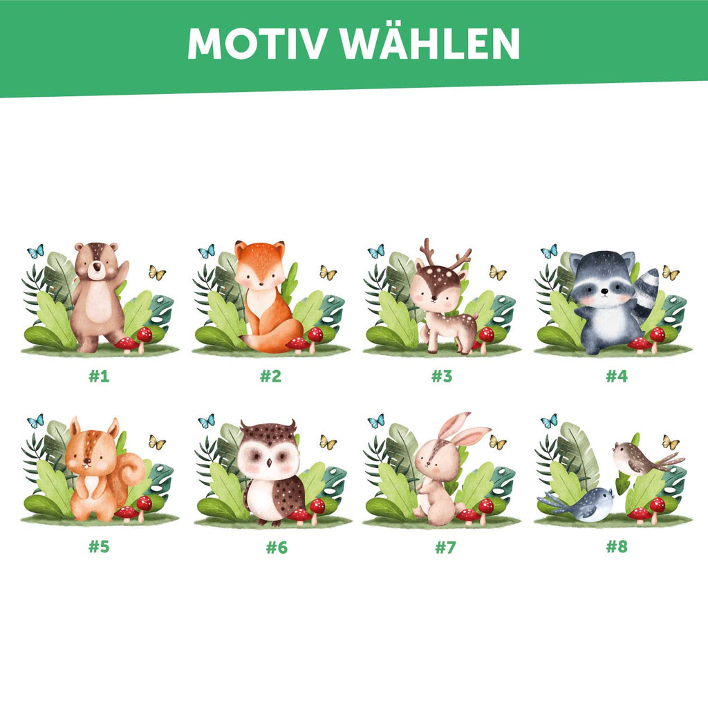 Emaille Tasse für Kinder - Personalisiert mit Namen - Tiergruppe Waldtiere